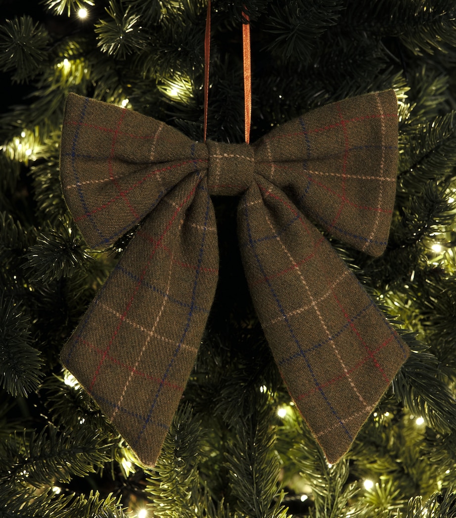 Luxury Garland Tweed Bow Tree Decoration Check Green Image 3
