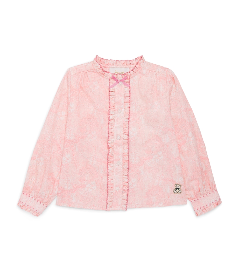 Harrods Floral Print Smocked Blouse (2-8 Years) Pink Image 1