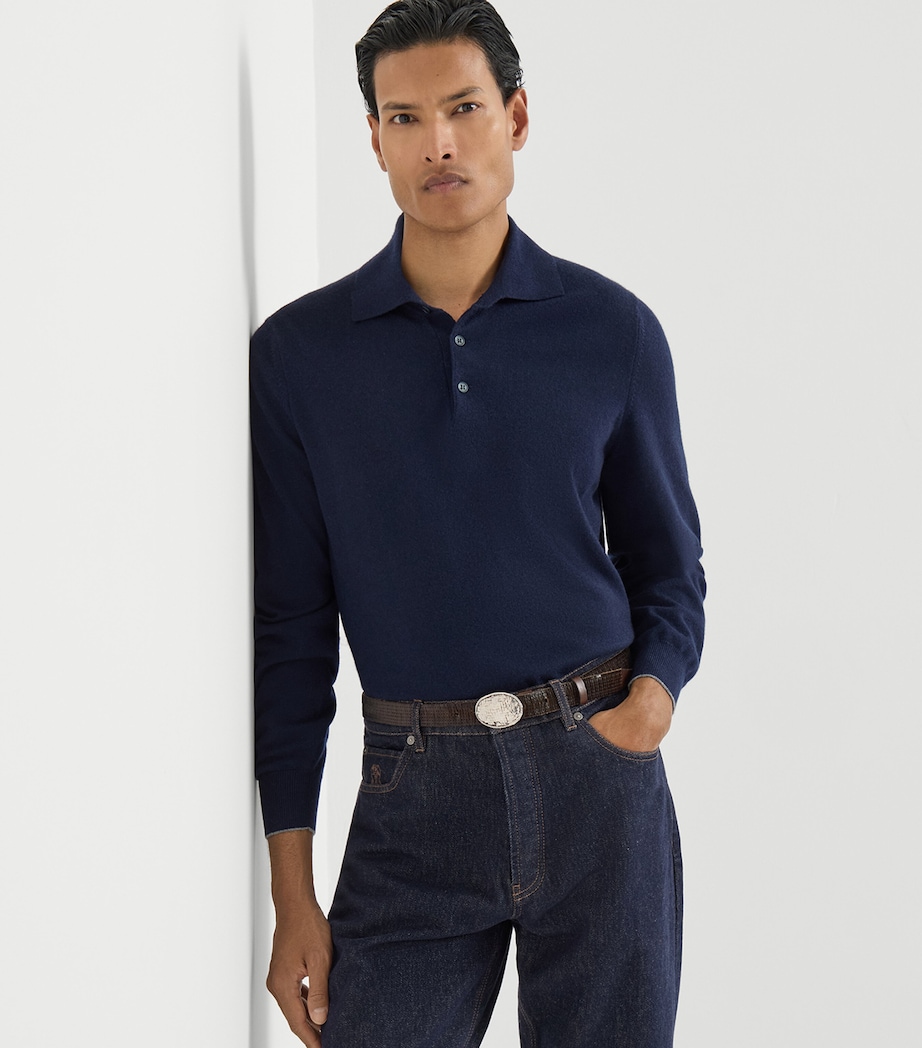 Brunello Cucinelli Mens Cashmere Polo Sweater Image 4