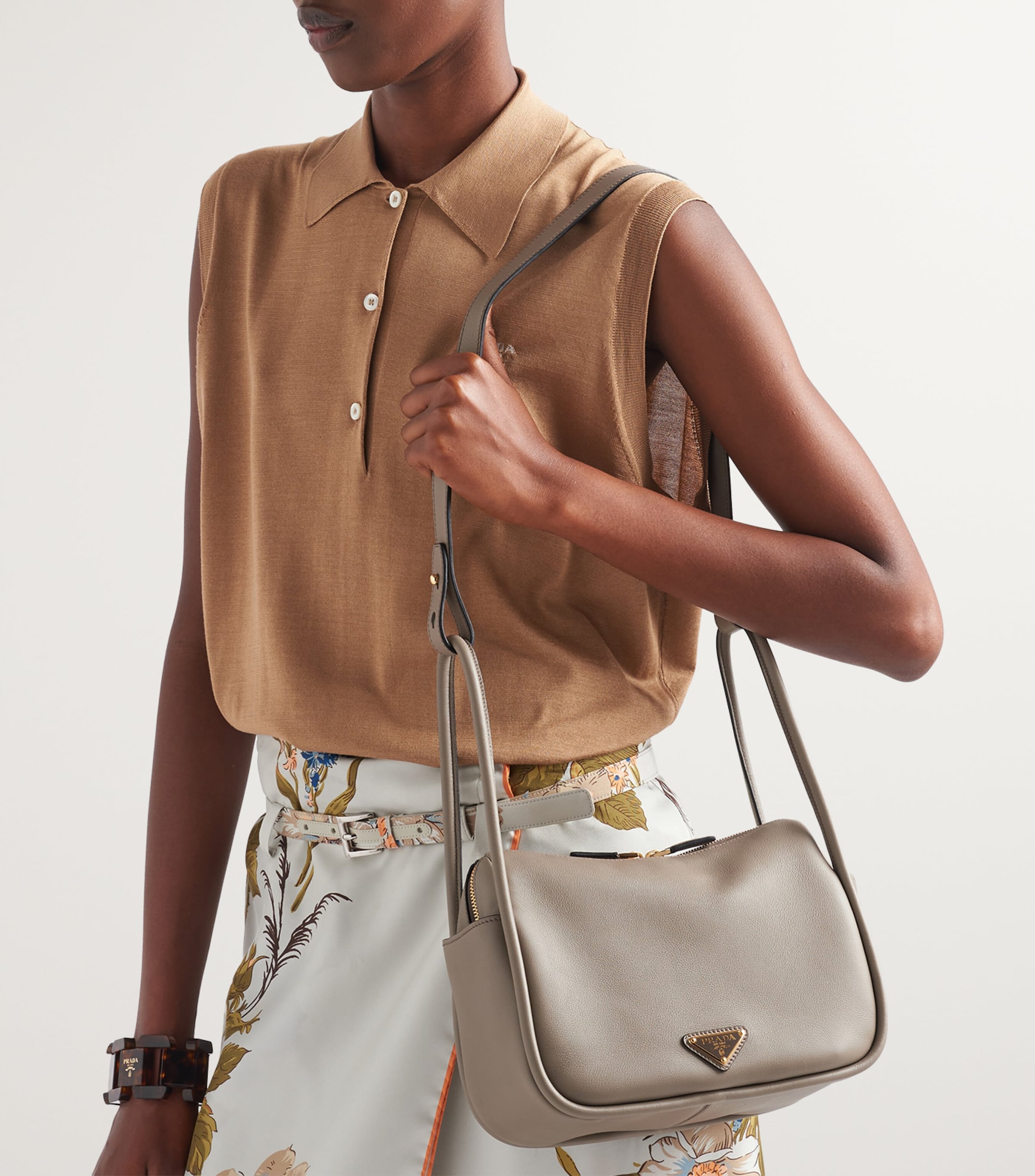 Leather Triangle Top-Handle Bag F03AN Image 6