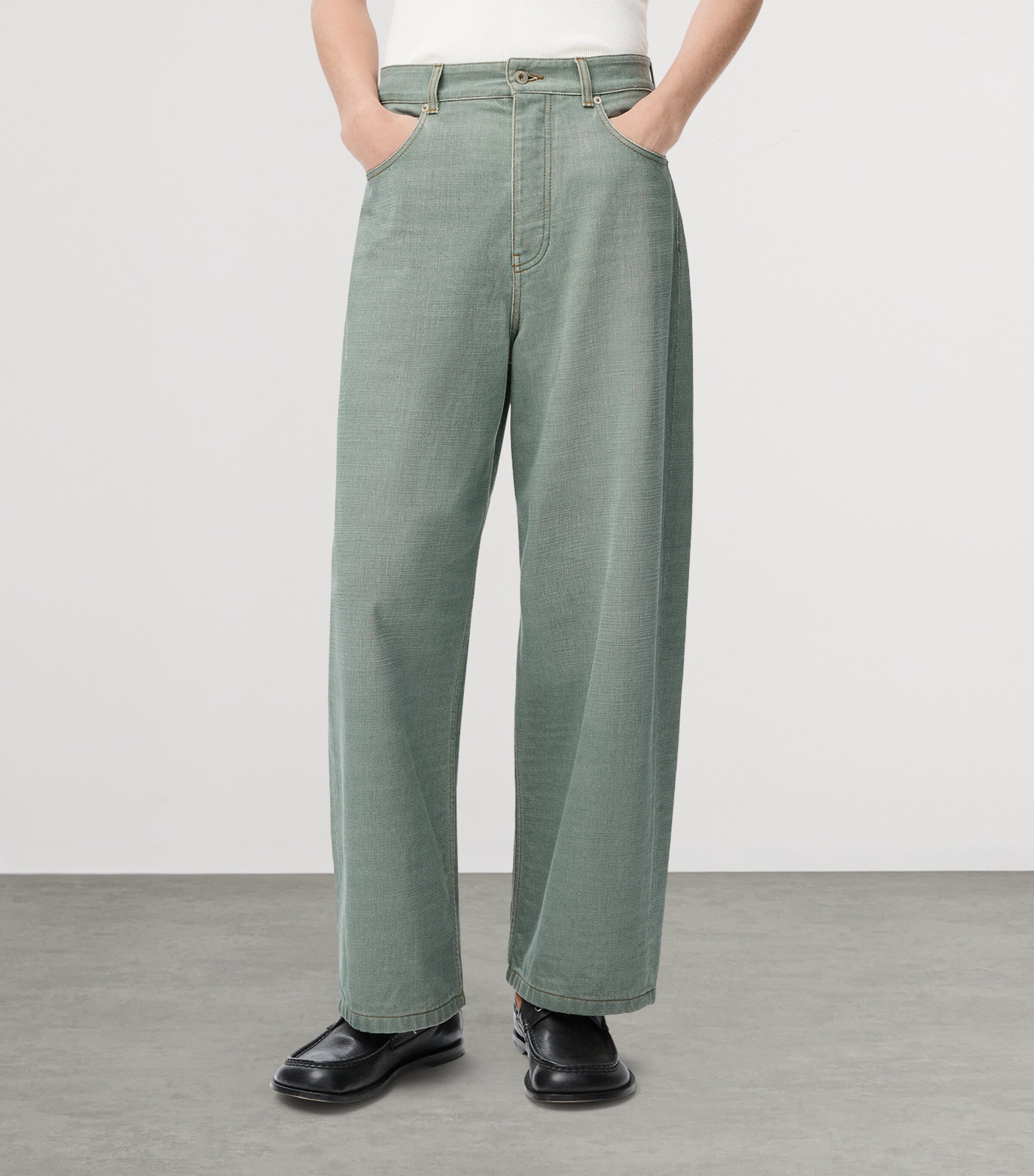 Wide-Leg Jeans KHAKI GREEN Image 3