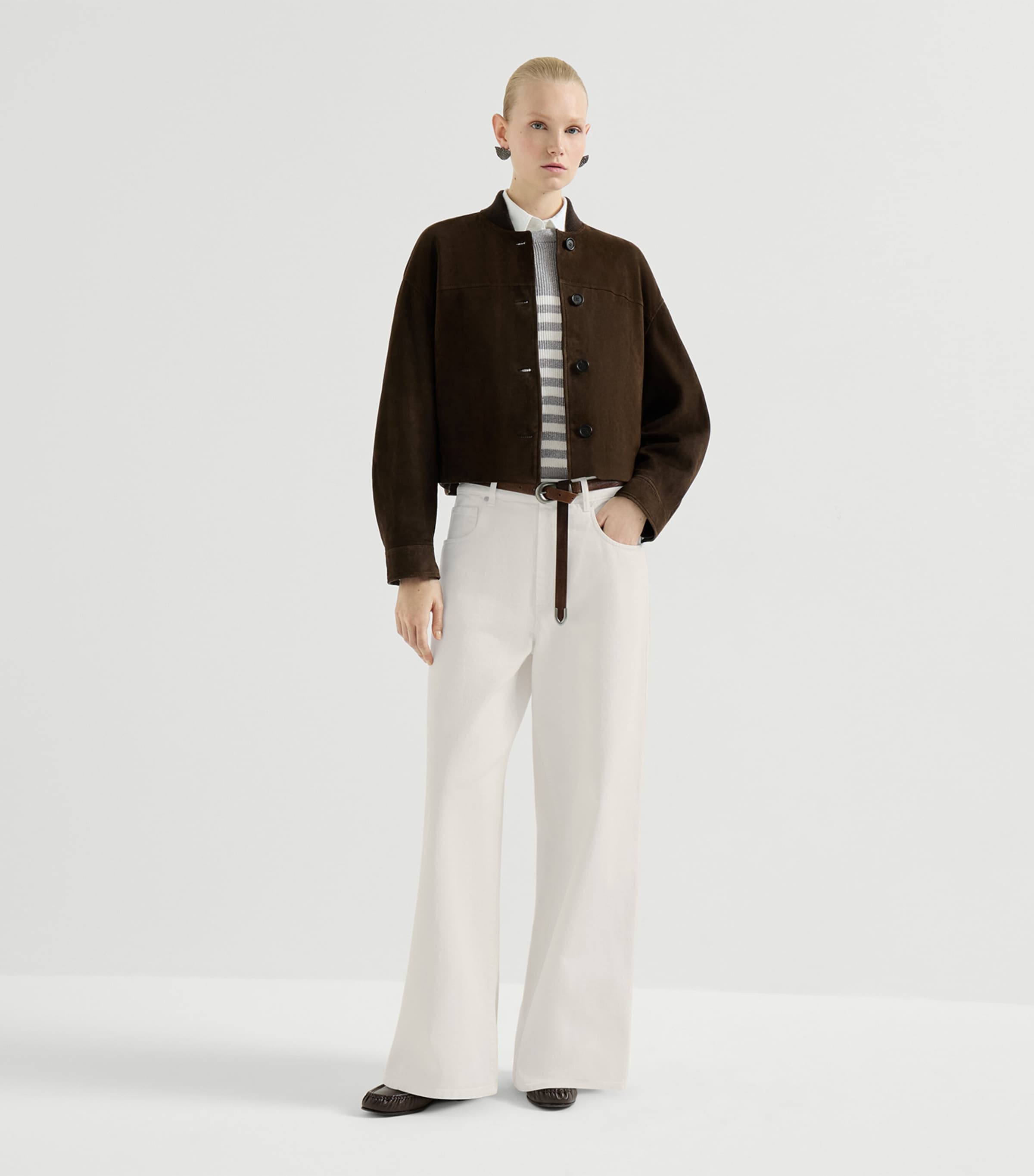 Brunello Cucinelli Womens Cotton-Blend Stripe Sweater Image 2