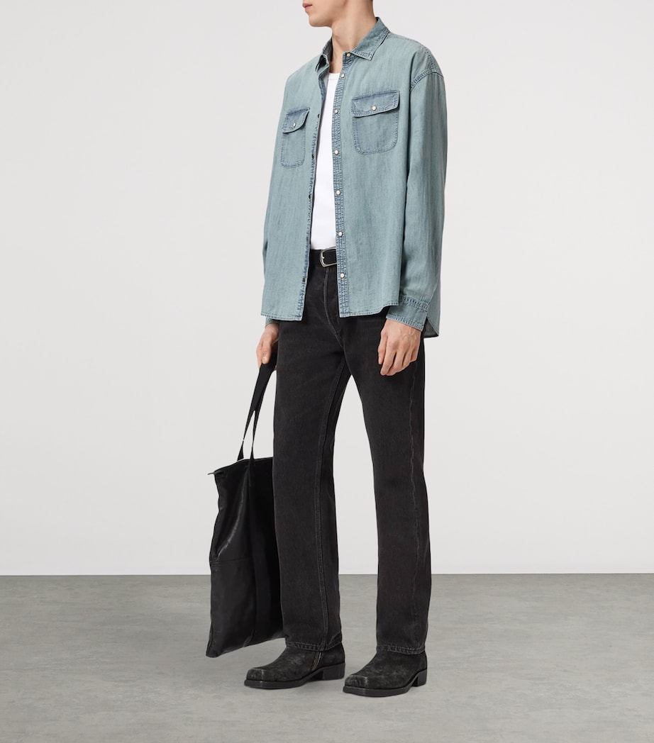 AllSaints Mens Oversized Gribbs Shirt Faded Indigo Image 6