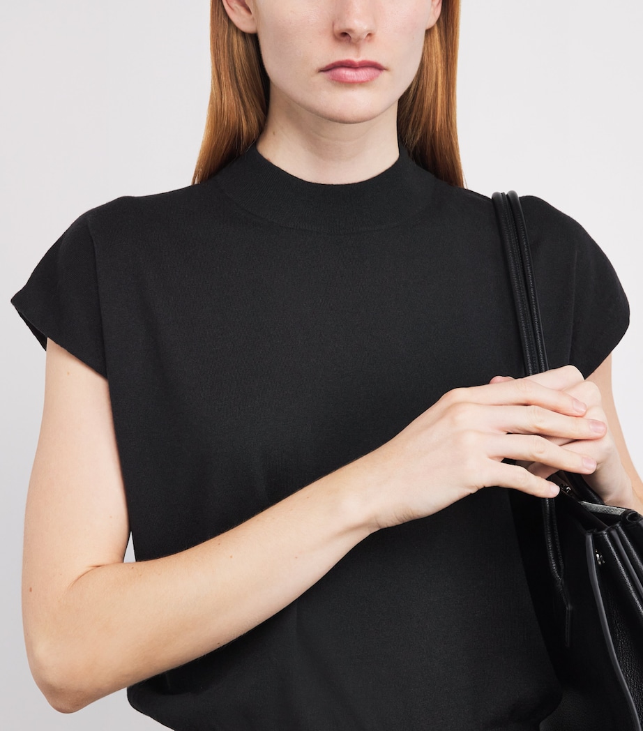 Agnona Womens Cashmere Short-Sleeve Sweater Black Image 6