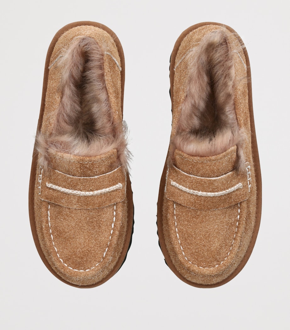 Suede Fur-Lined Elise Loafers TAN Image 4
