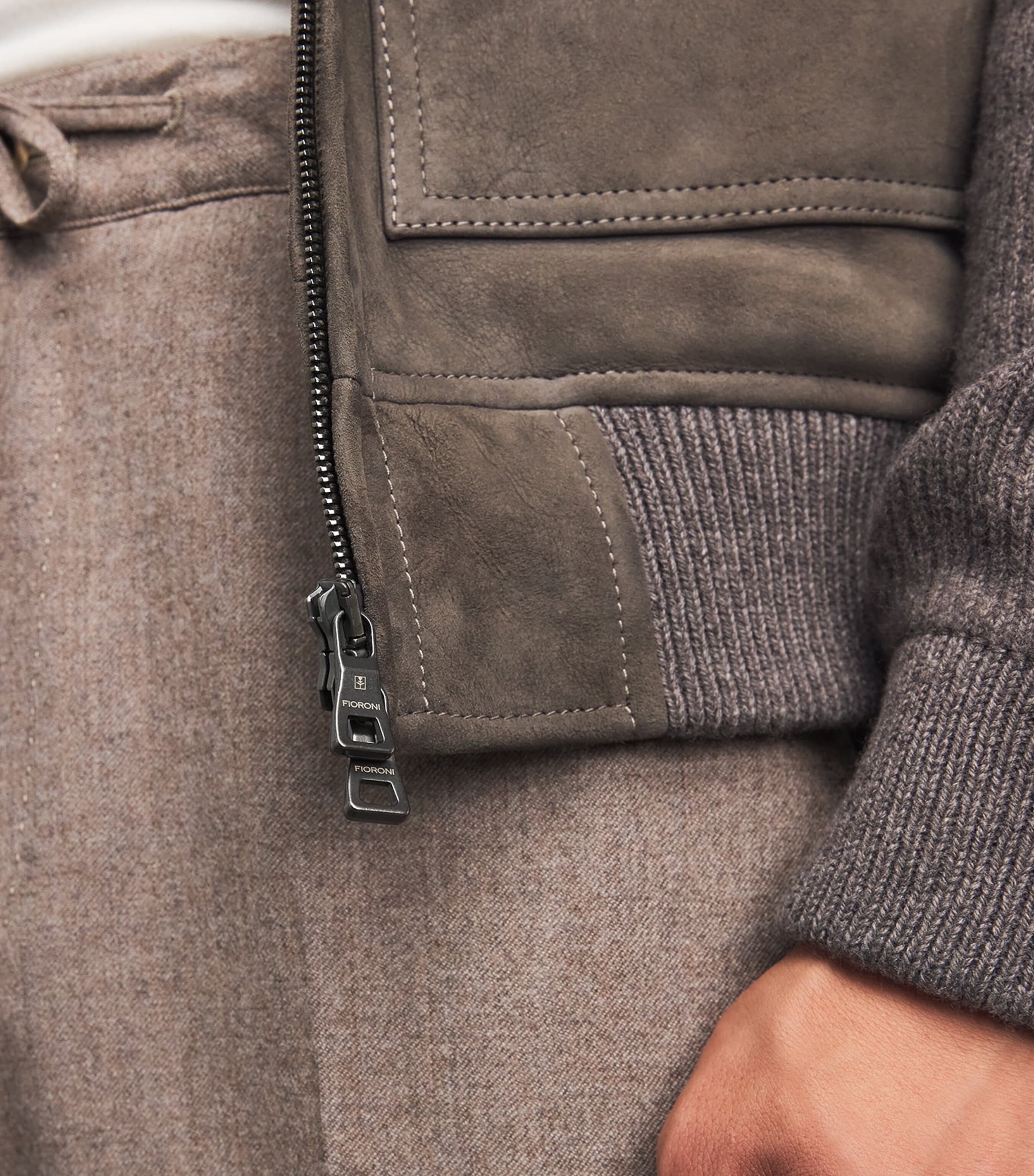 Fioroni Cashmere Mens Suede-Wool Bomber Jacket Image 3