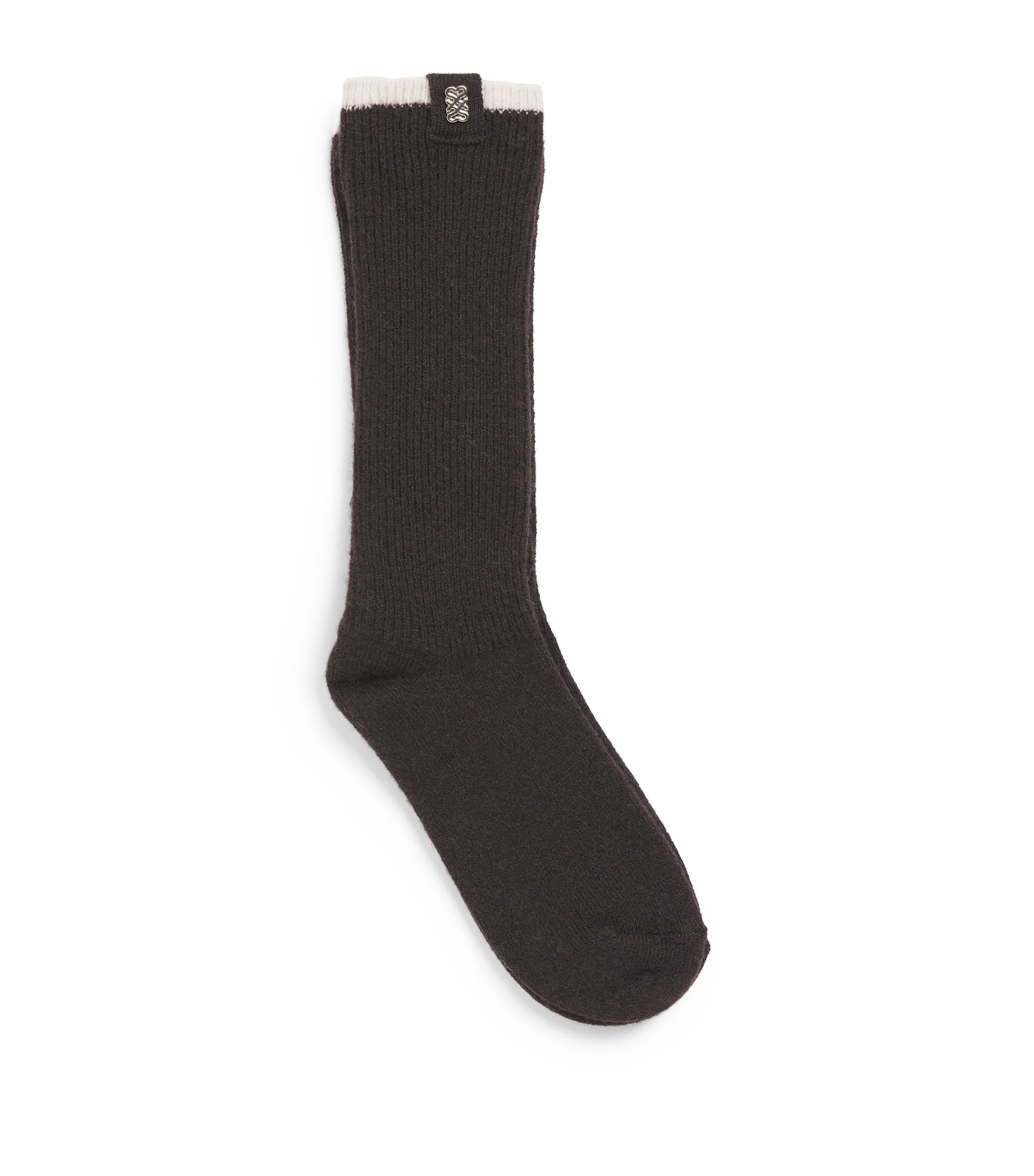 Wool-Blend Two-Tone Socks BROWN Image 1