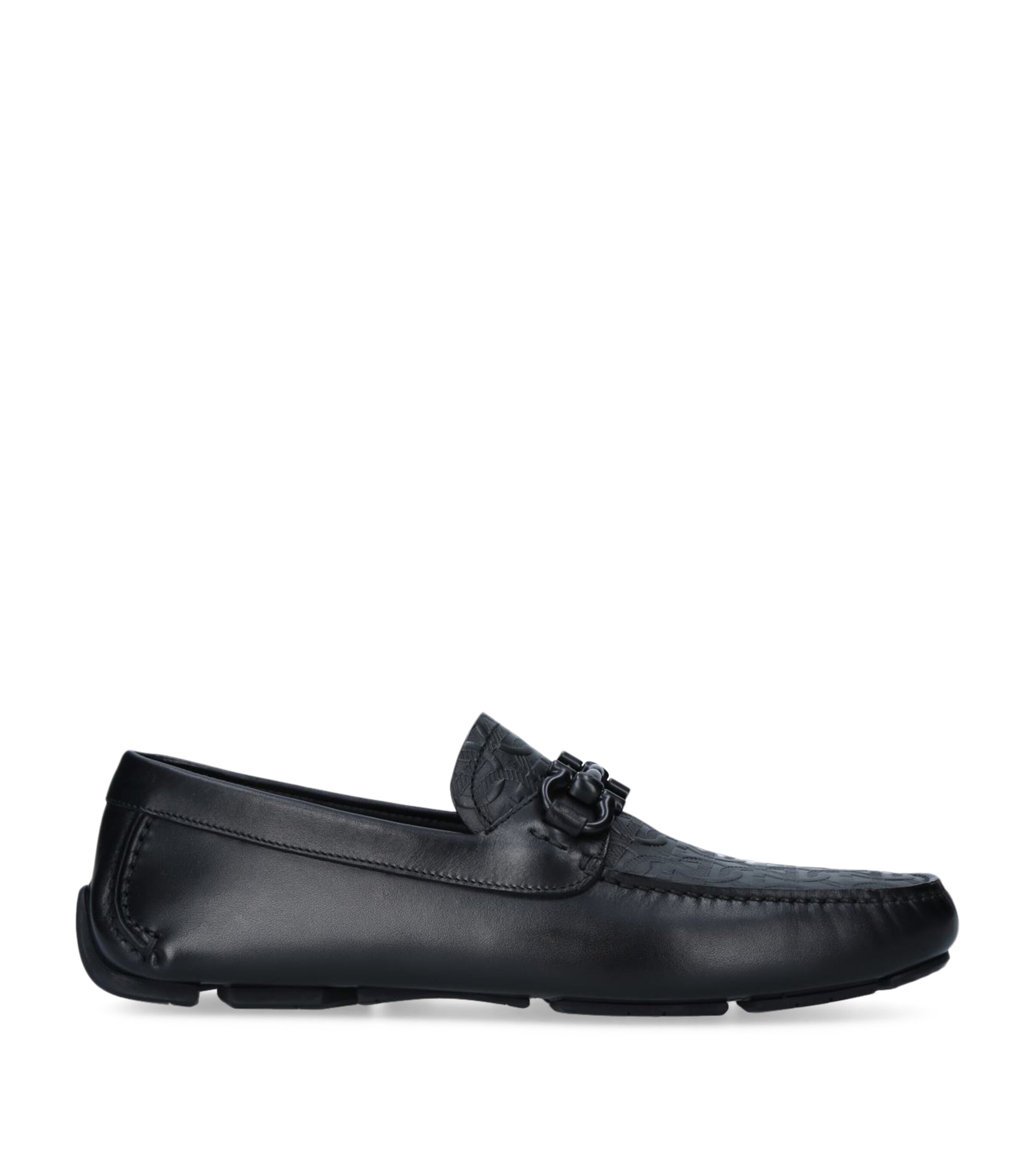 Salvatore Ferragamo Leather Parigi Driving Shoes Black Image 3