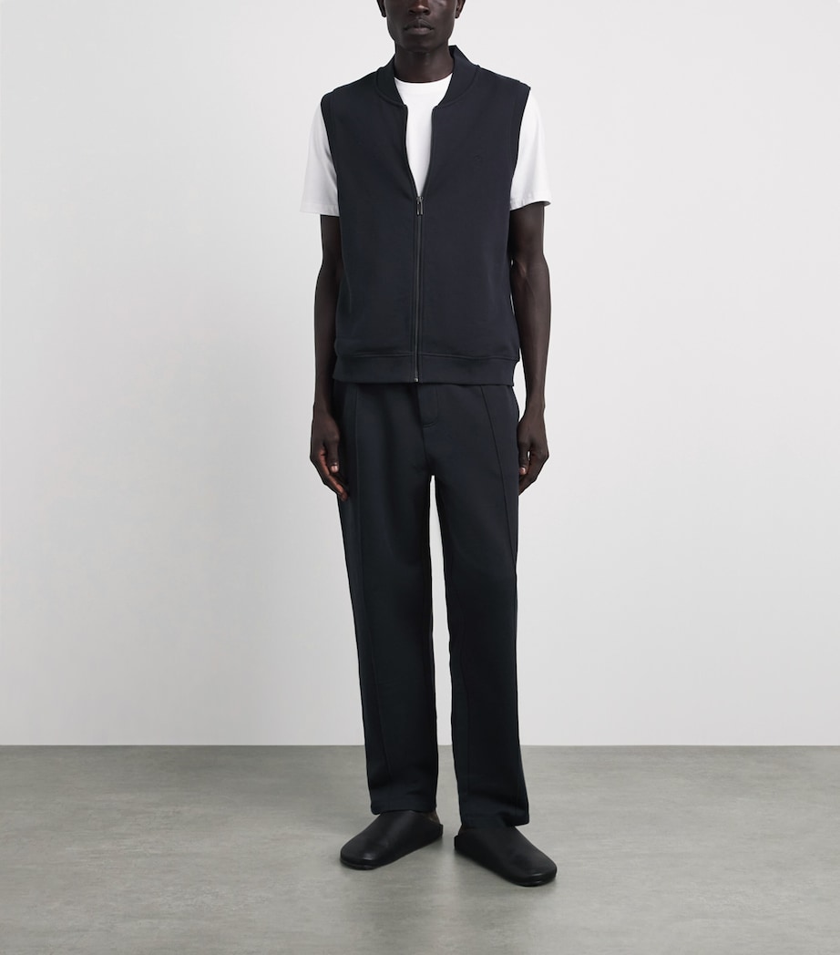 Harrods Mens Cotton Jersey Logo Gilet Navy Image 2
