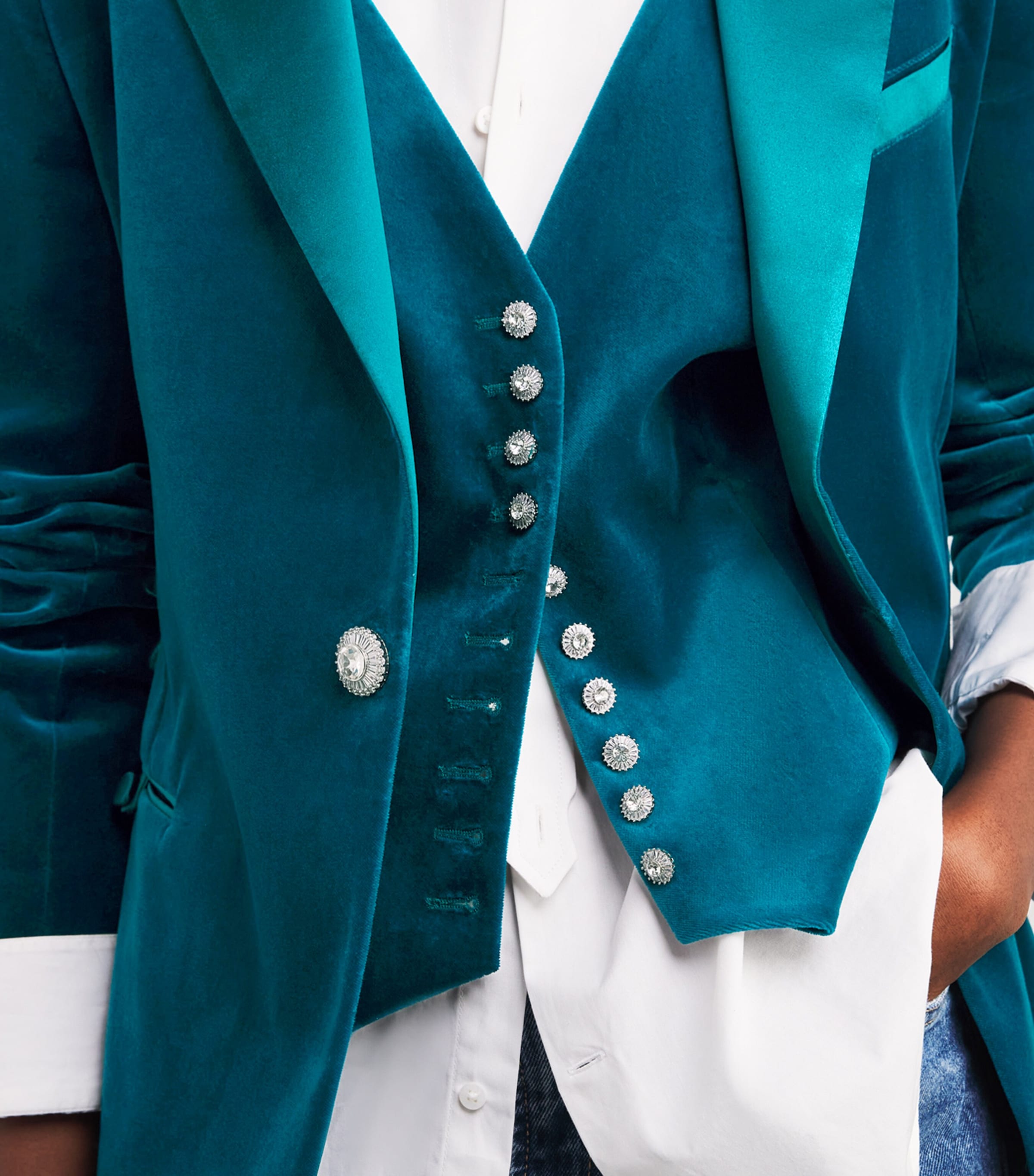 Velvet Blazer P489 BLUE BIRD Image 6