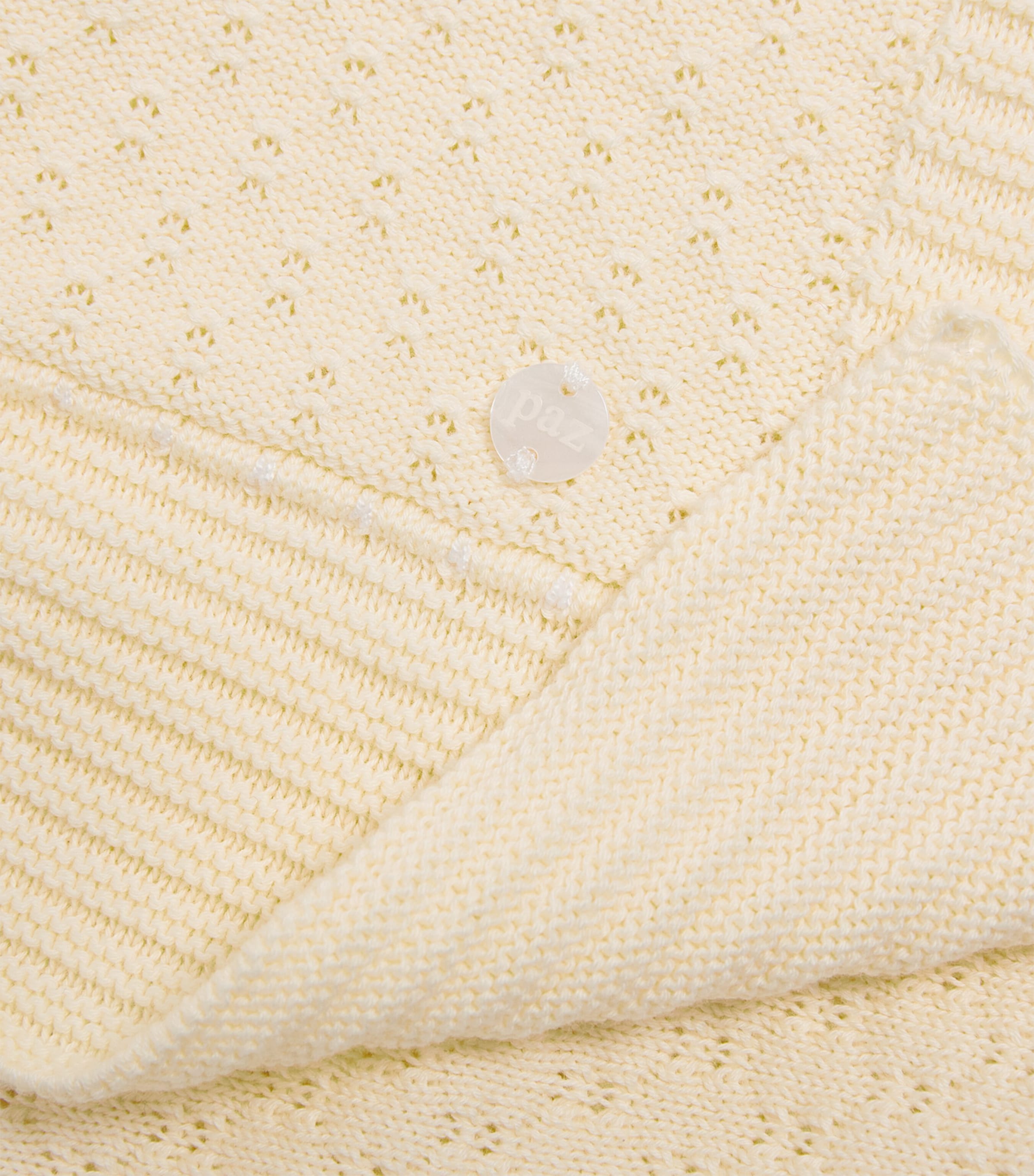 Cotton-Cashmere Knitted Blanket 0501 H82 YELLOW/WHT Image 2