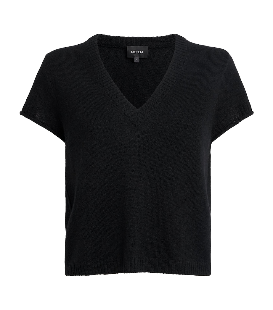 ME+EM Womens Cashmere Shrunken Baby T-Shirt Sweater Black Image 1