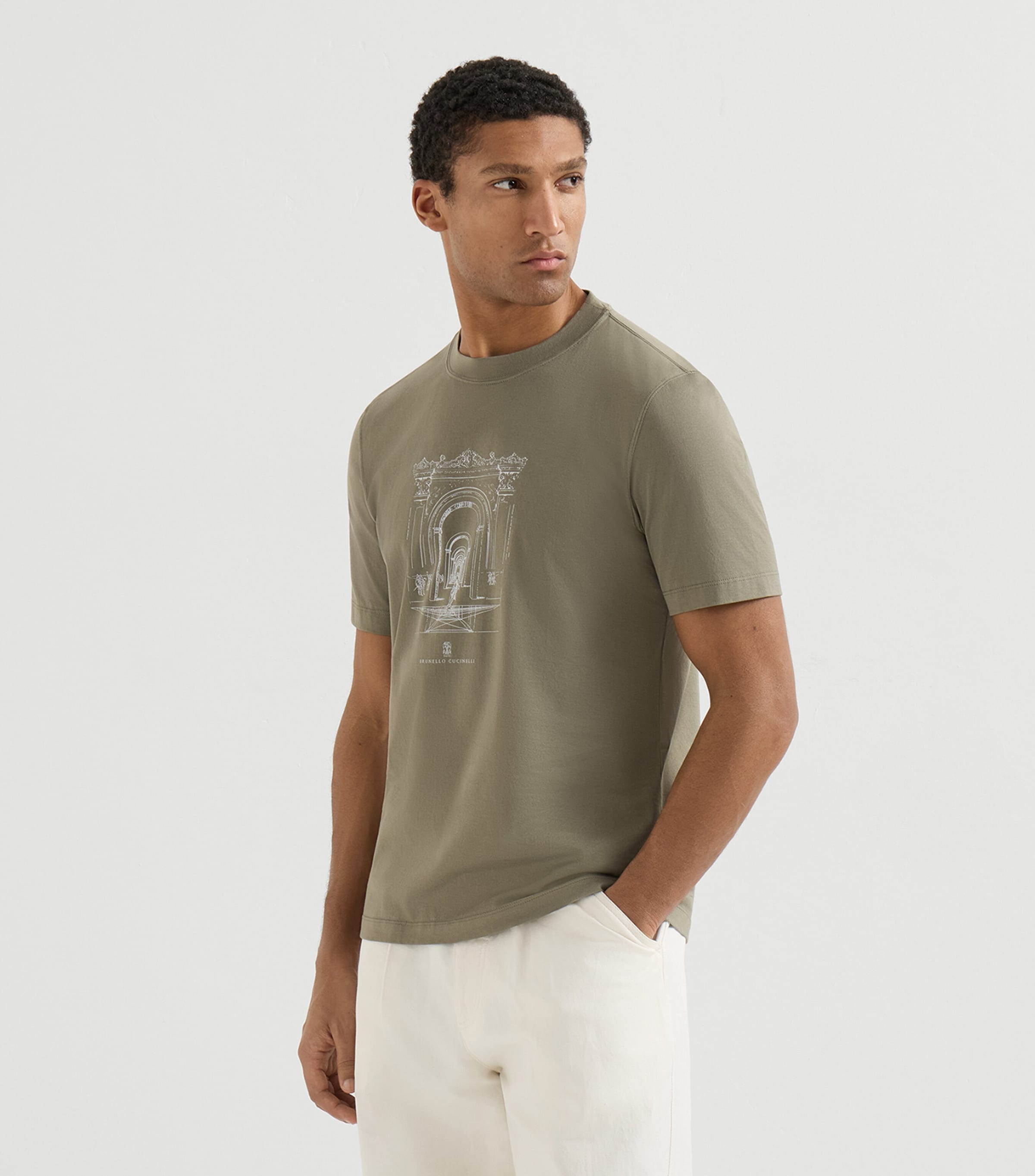 Brunello Cucinelli Mens Neoclassical Print T-Shirt Image 3
