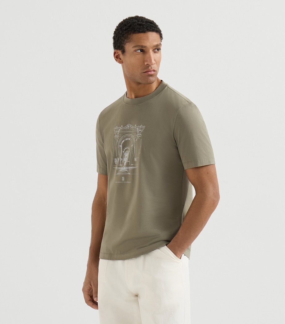 Brunello Cucinelli Mens Neoclassical Print T-Shirt Image 3