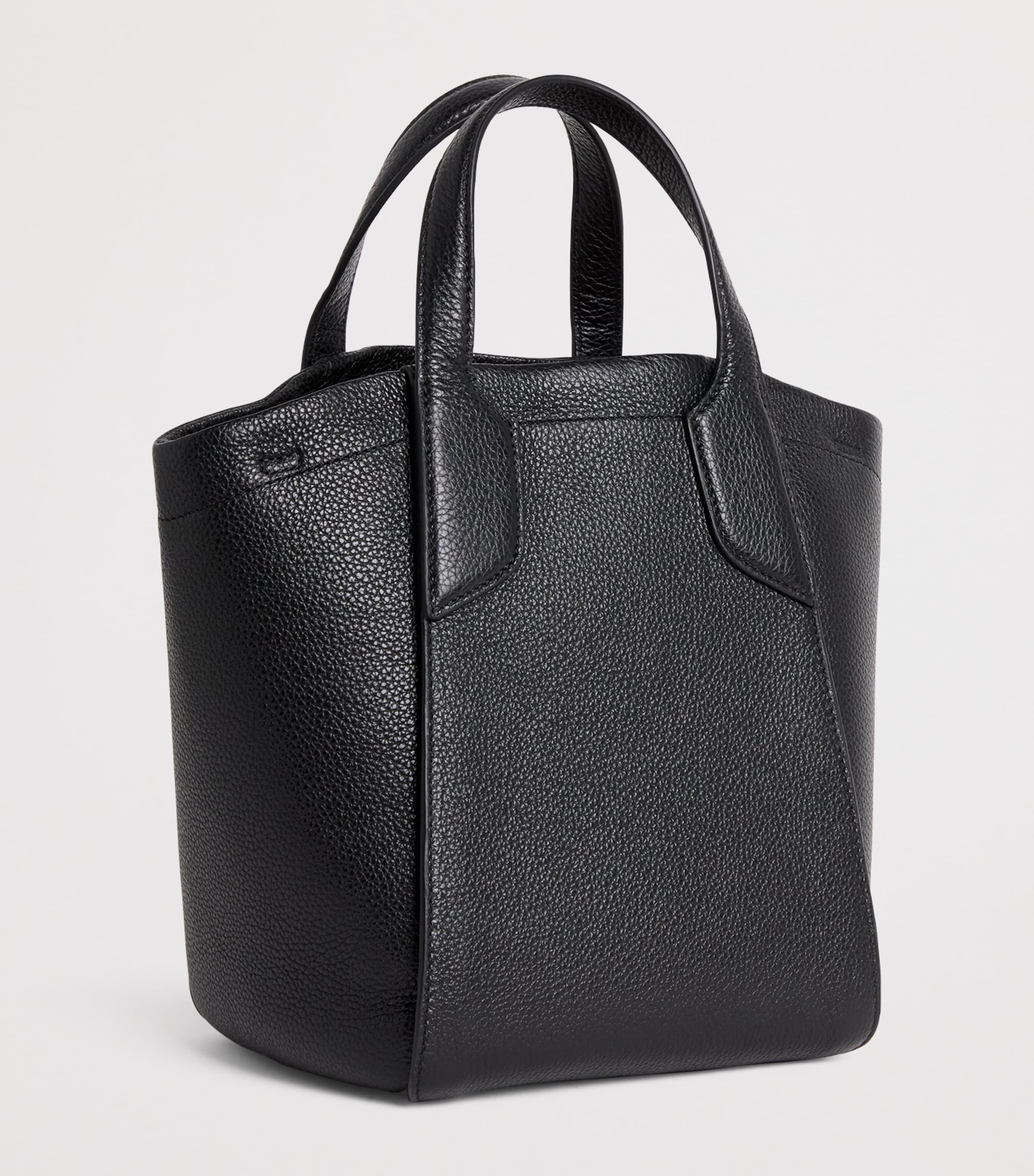 Harrods Small Leather Freya Tote Bag Black Image 3