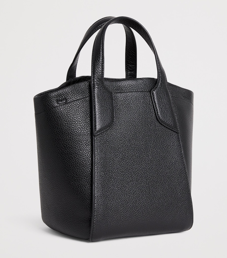 Harrods Small Leather Freya Tote Bag Black Image 3