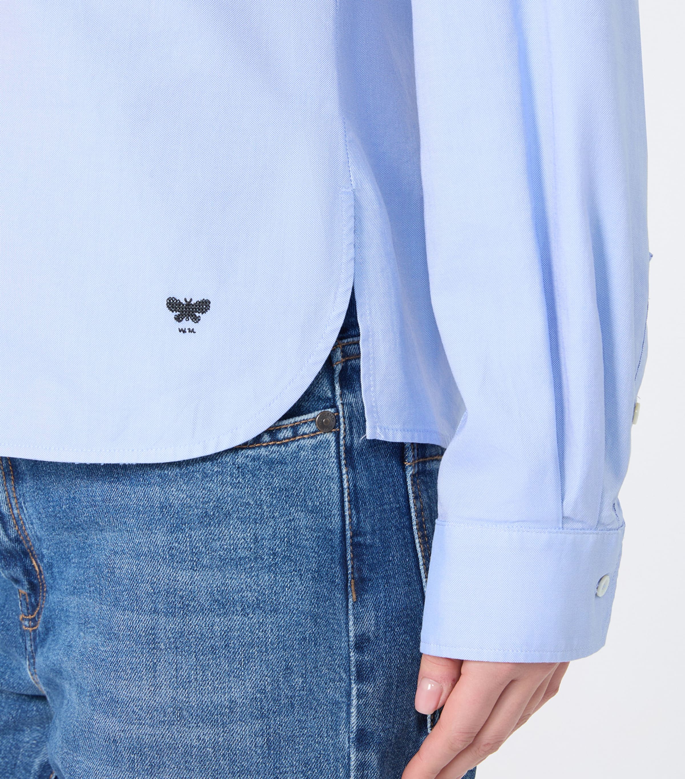 Weekend Max Mara Womens Cotton Long-Sleeve Shirt Light Blue Image 6