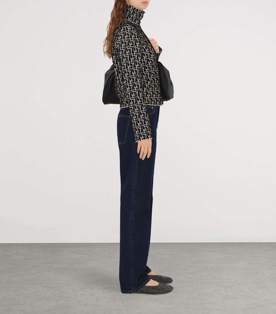 Wool-Blend Jacquard B Charm Sweater BLACK IP PTTRN Image 5