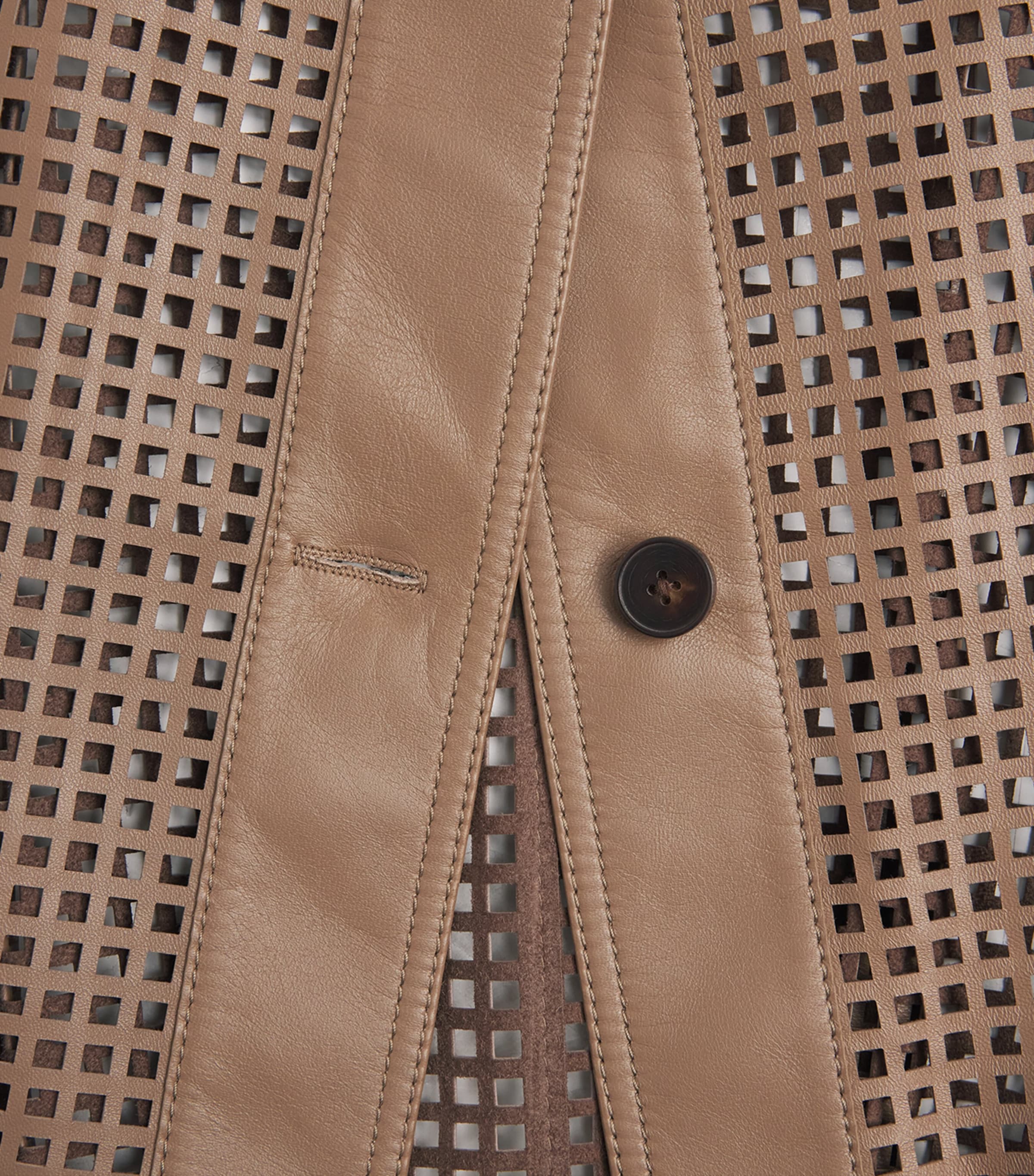 Lafayette 148 Womens Laser-Cut Leather Jacket Gncly Green Clay Image 6