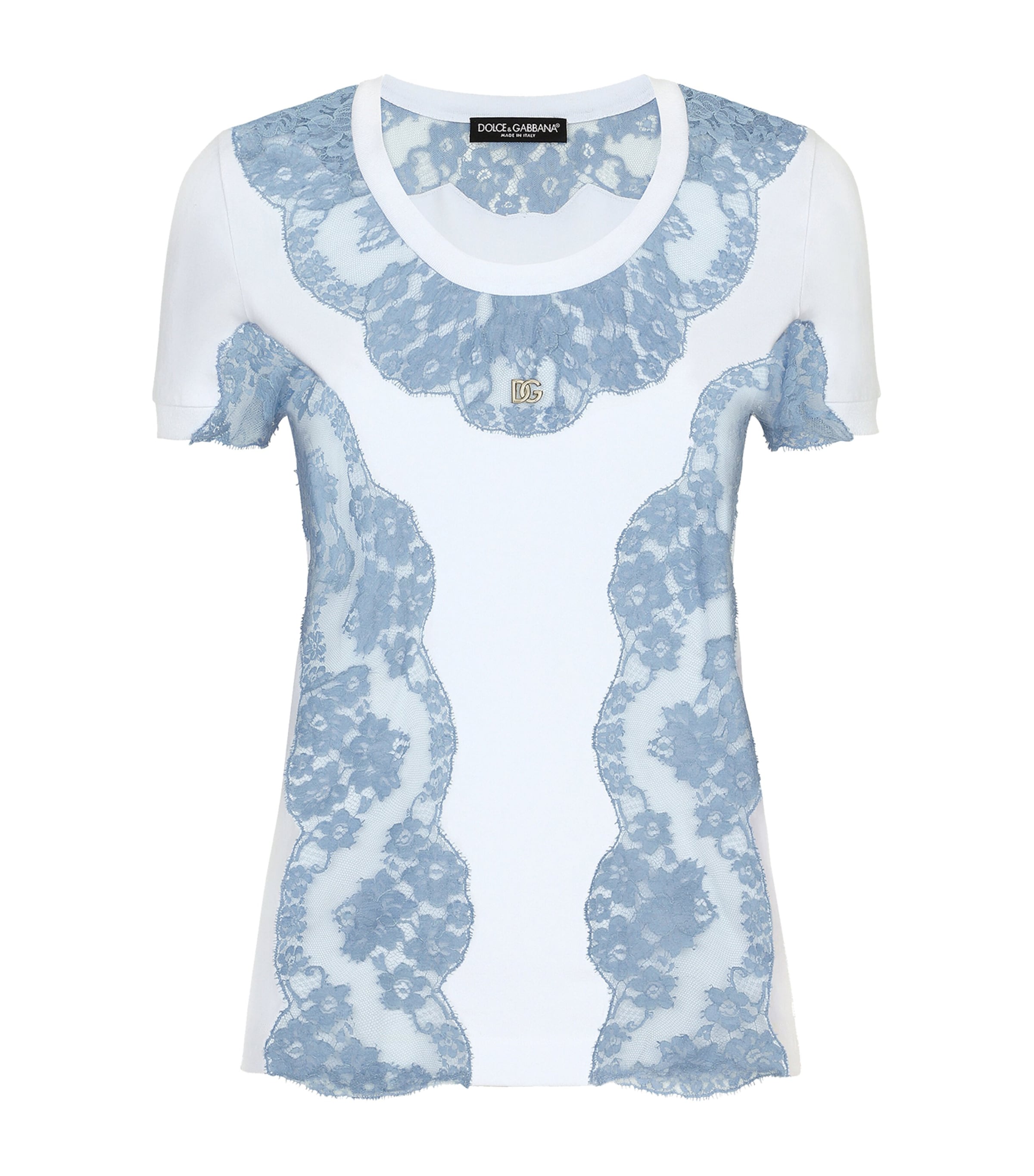 Dolce & Gabbana Jersey T-shirt With Lace Inserts And Dg Logo