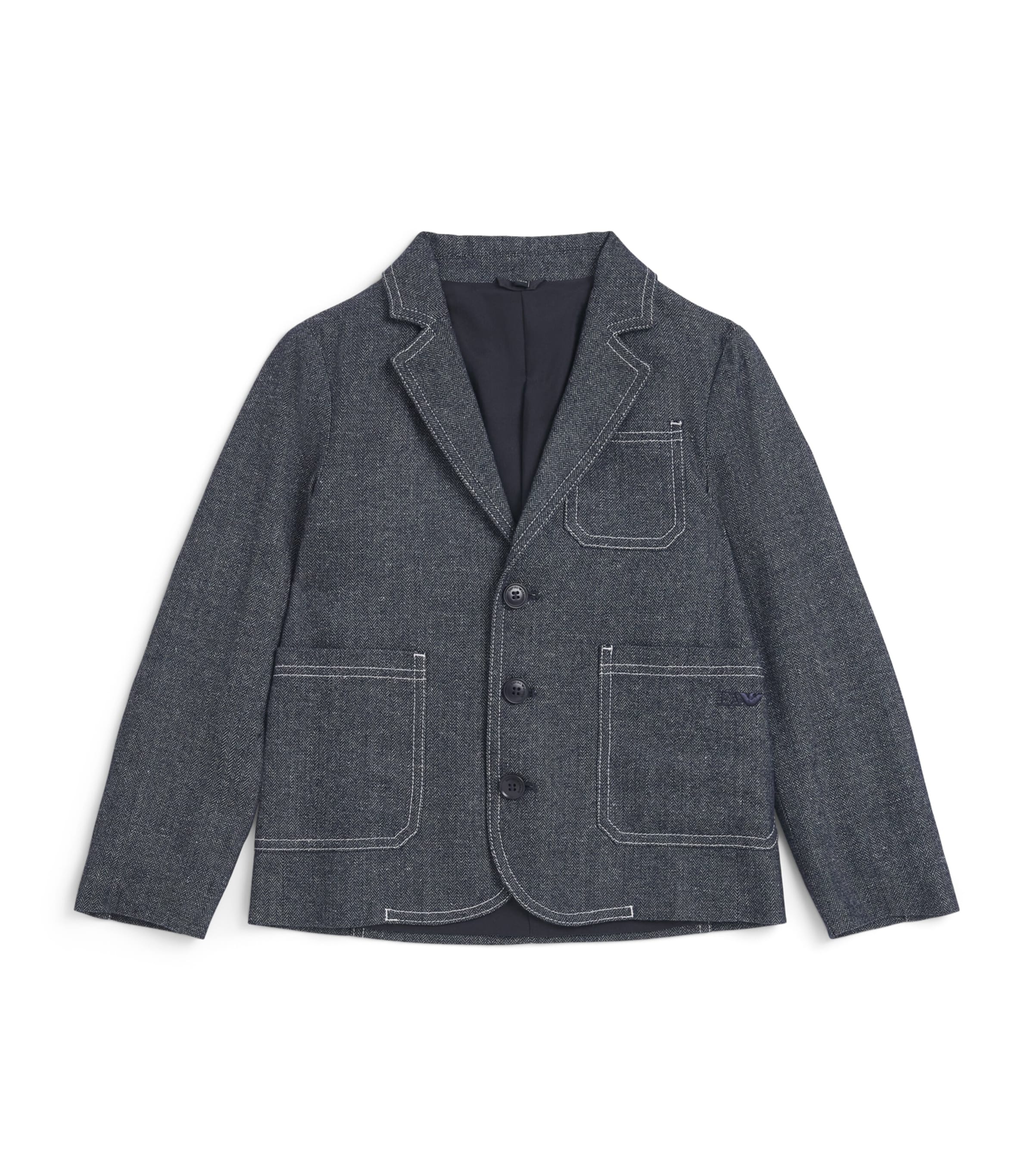 Emporio Armani Kids Denim-Effect Herringbone Jacket (4-16 Years) Fant.blue Image 1