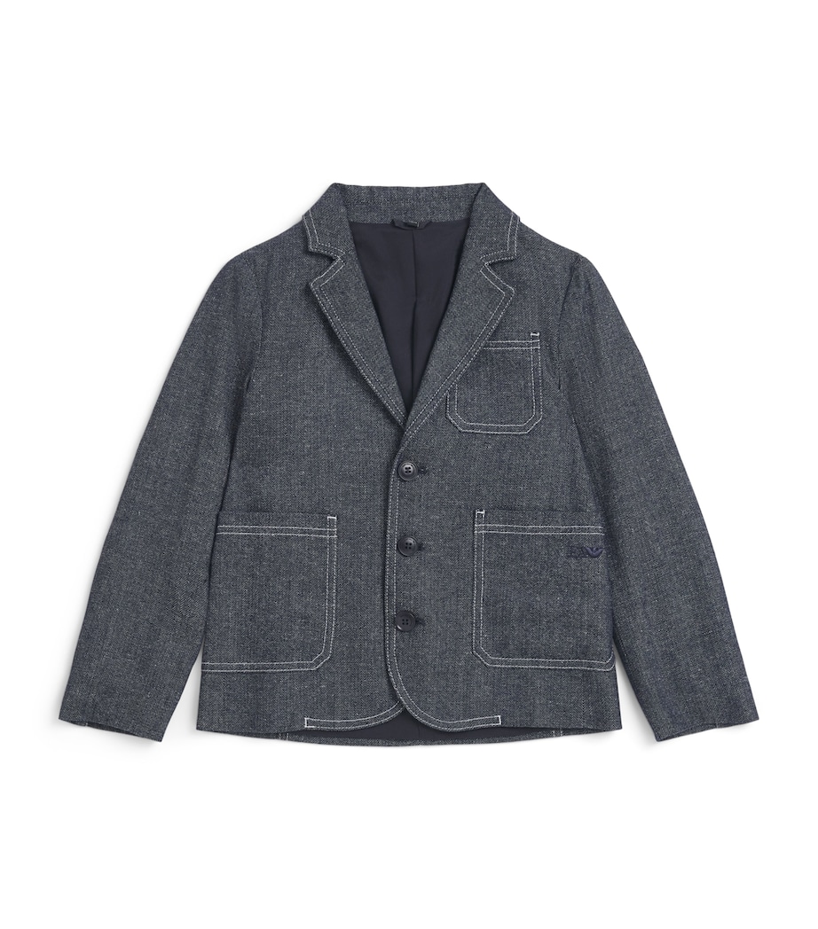 Emporio Armani Kids Denim-Effect Herringbone Jacket (4-16 Years) Fant.blue Image 1