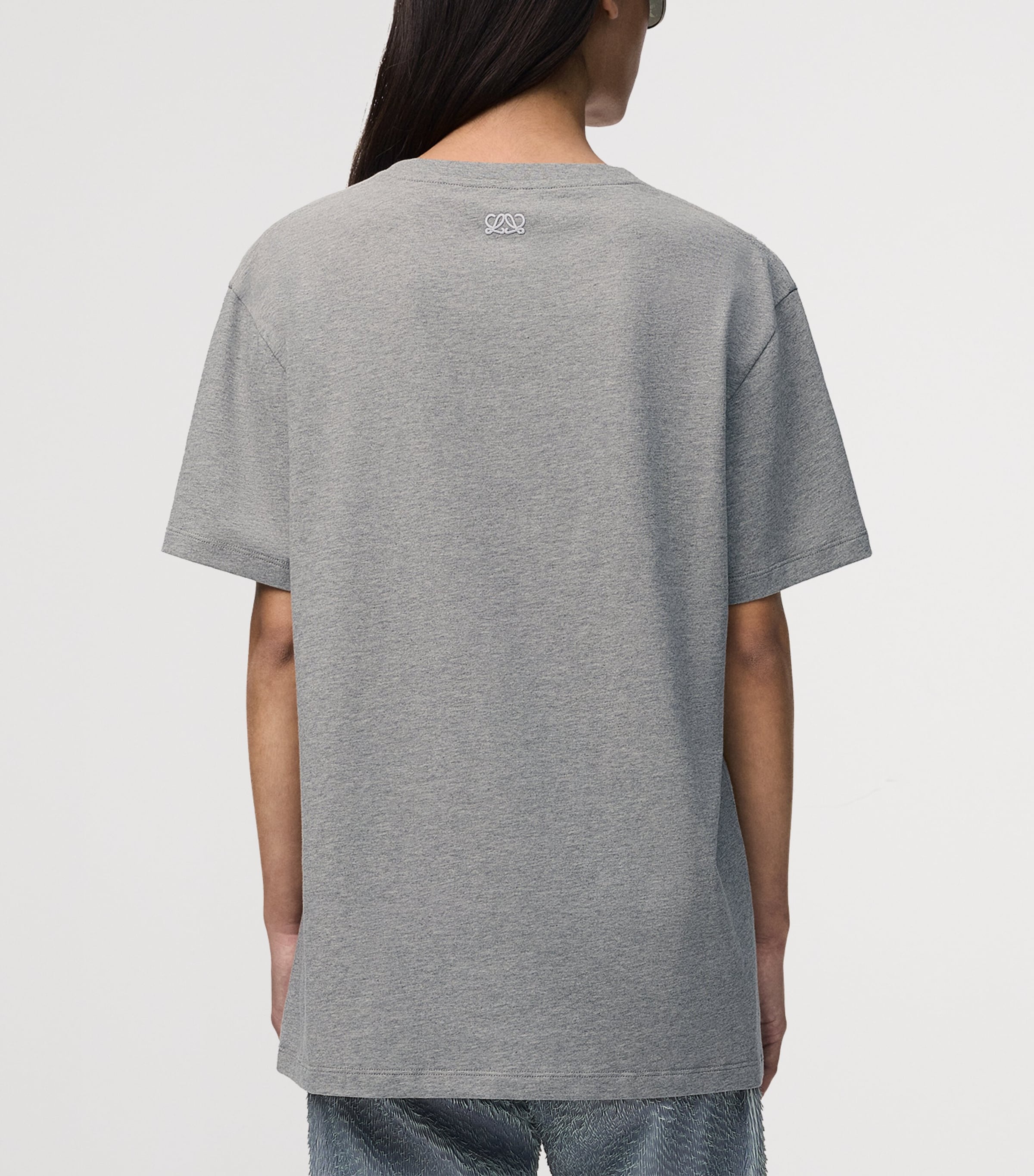 LOEWE Womens Cotton-Blend Printed T-Shirt Grey Melange Image 4