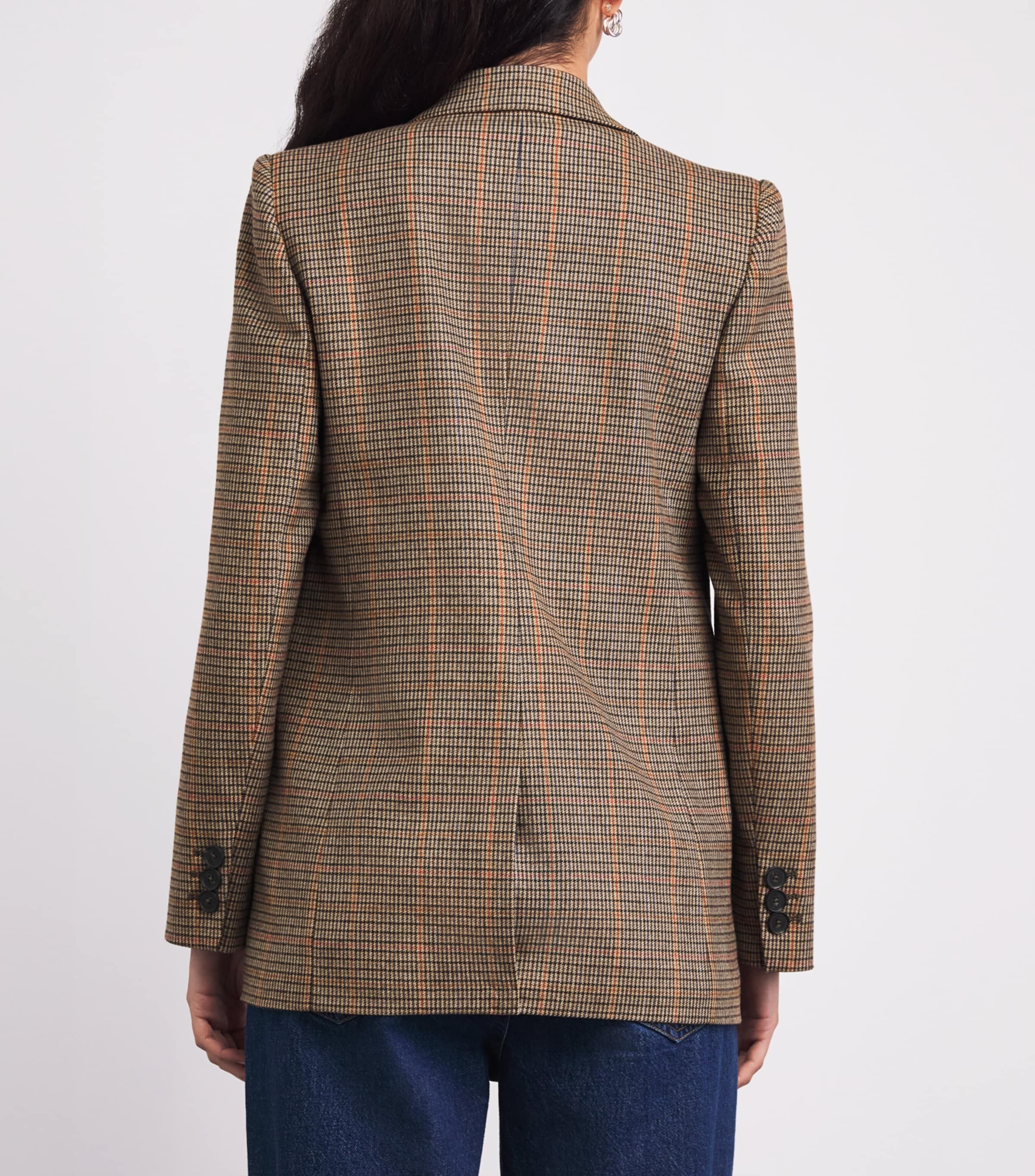 Check Sharp Shoulder Blazer BROWN MULTI Image 5