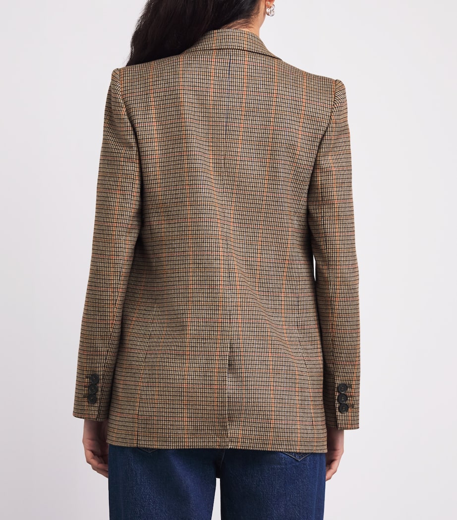 Check Sharp Shoulder Blazer BROWN MULTI Image 5