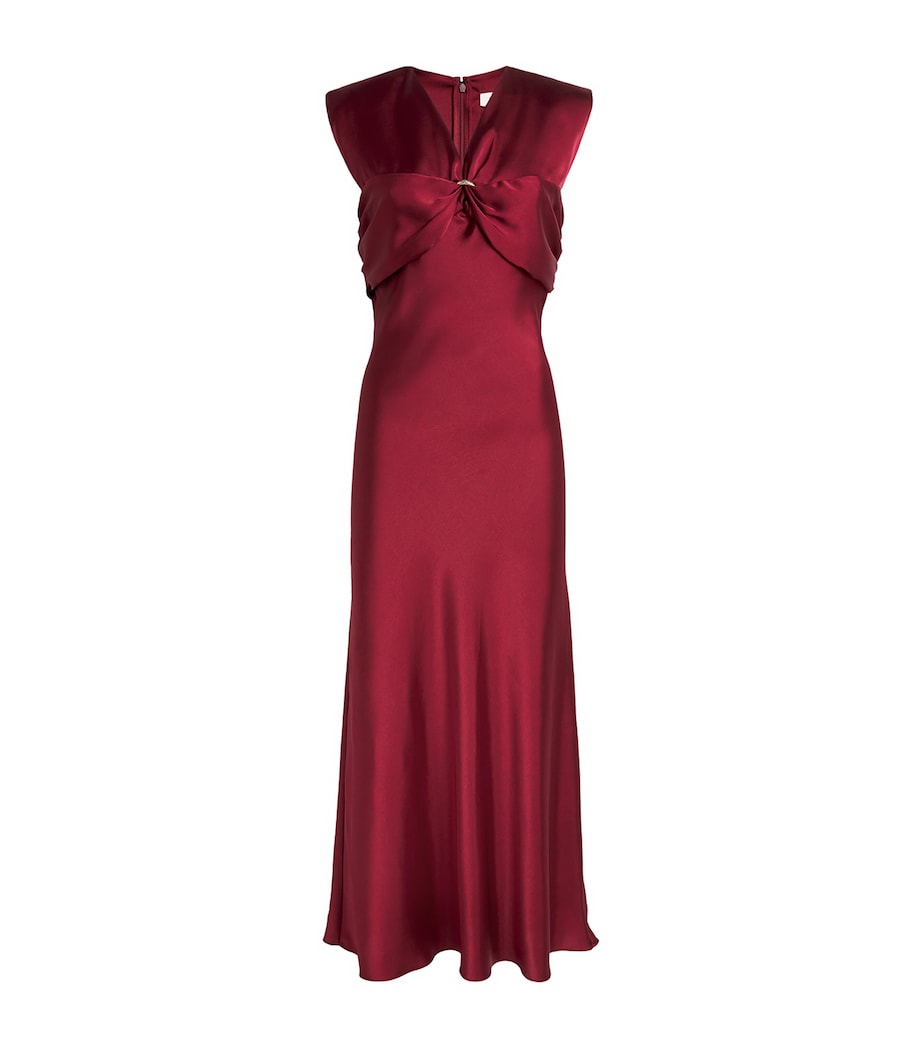 Satin V-Neck Maxi Dress BORDEAUX Image 1