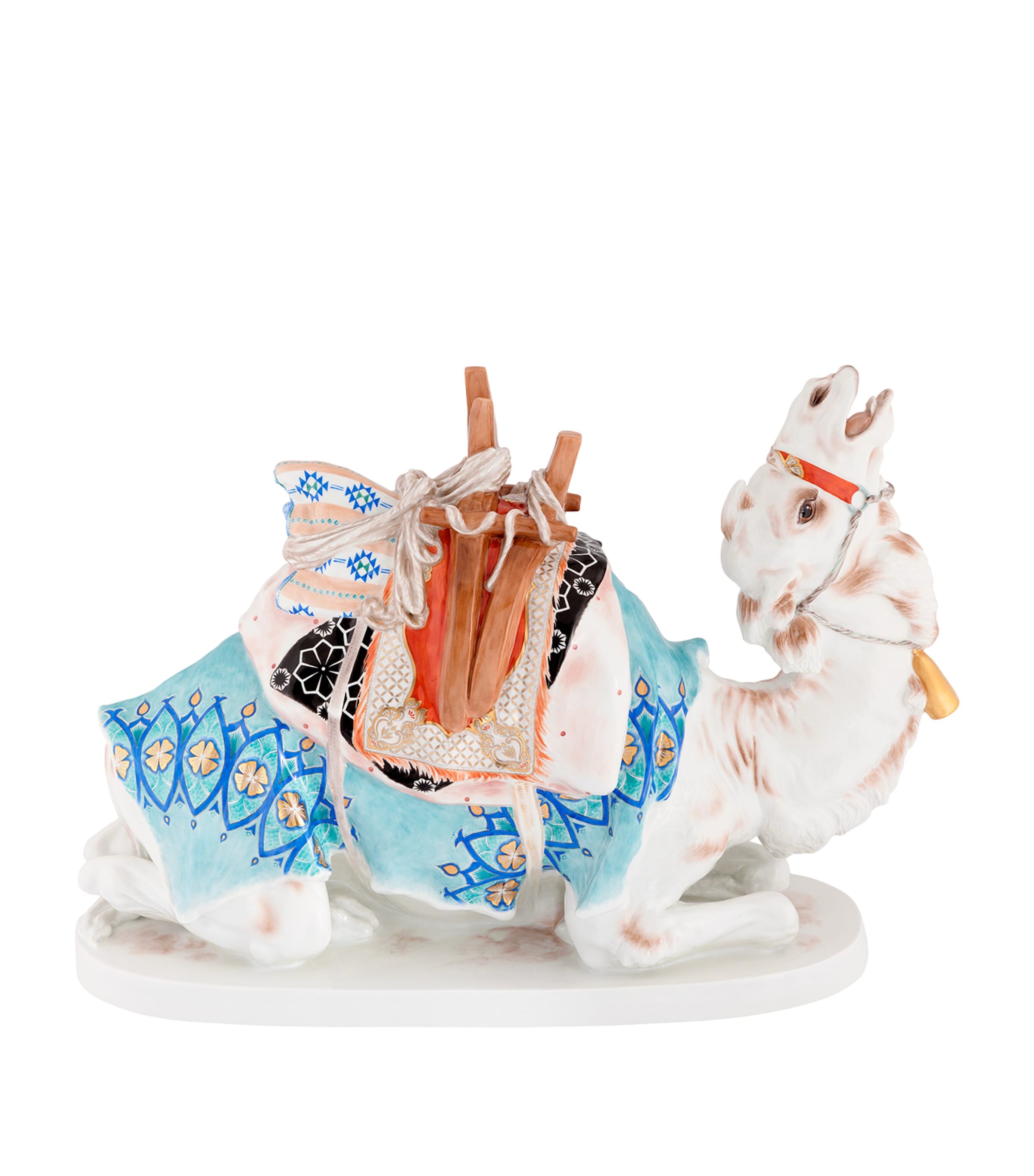 Meissen Gold-Trim Porcelain Freight Camel Lying (49cm) White Image 2