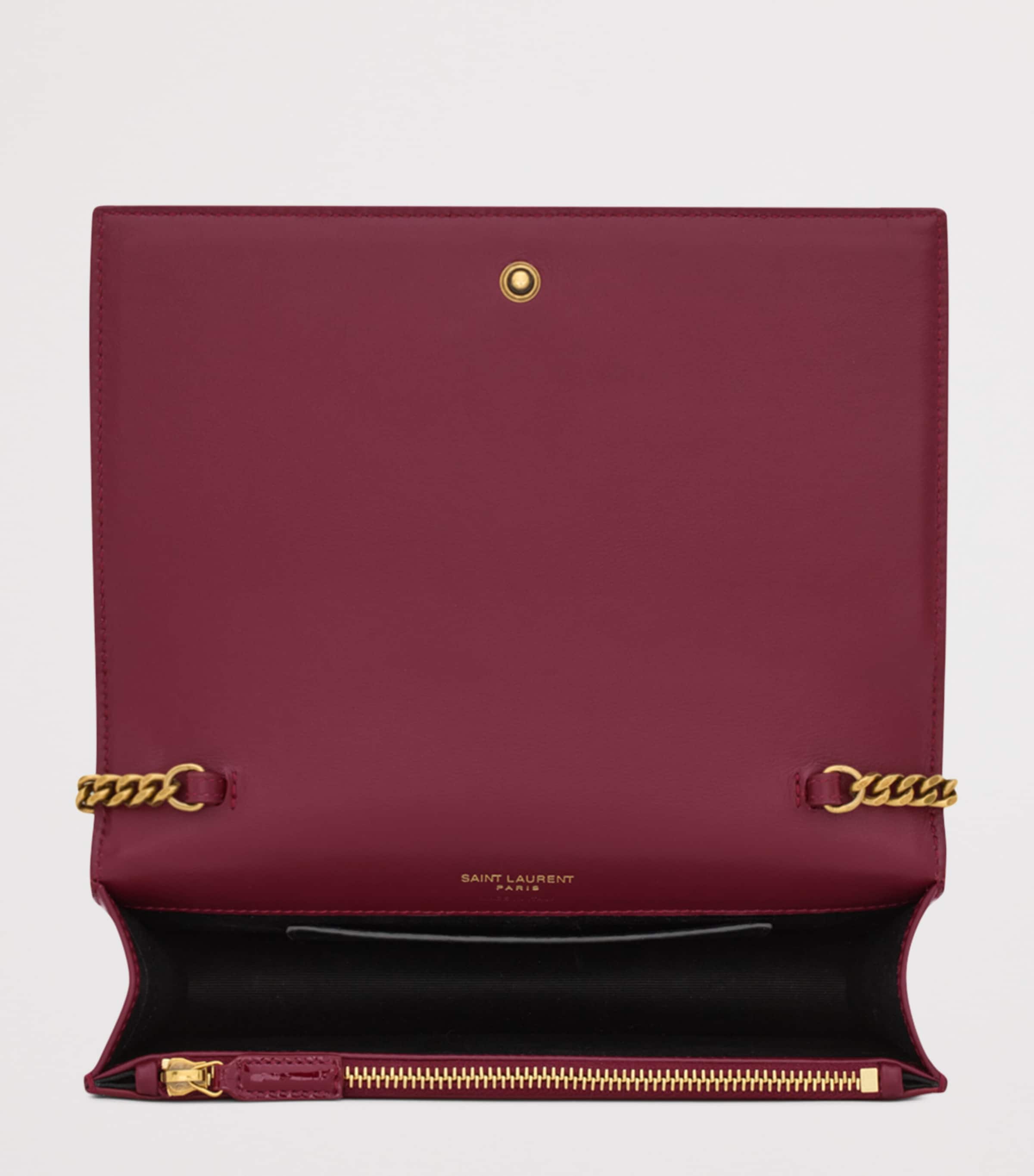 Saint Laurent Red Cassandre Patent Envelope Chain Wallet | Harrods JP