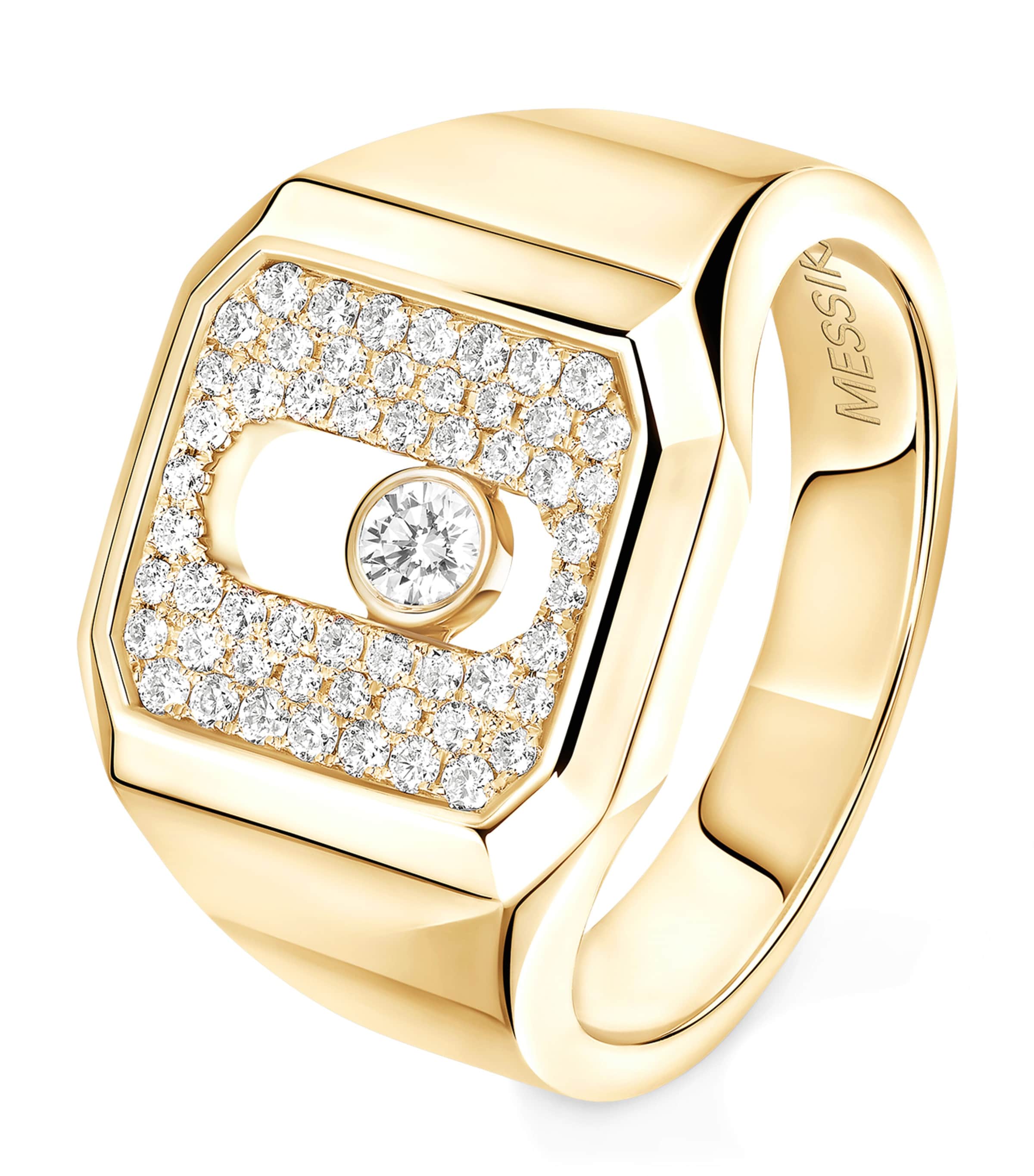 Messika Move Joaillerie Yellow Gold and Diamond Pavé Signet Ring (0.27ct) Yellow Gold Image 1