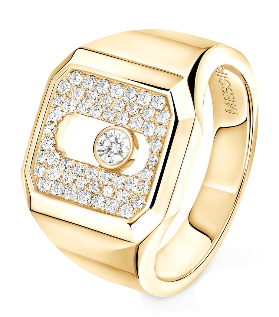 Messika Move Joaillerie Yellow Gold and Diamond Pavé Signet Ring (0.27ct) Yellow Gold Image 1