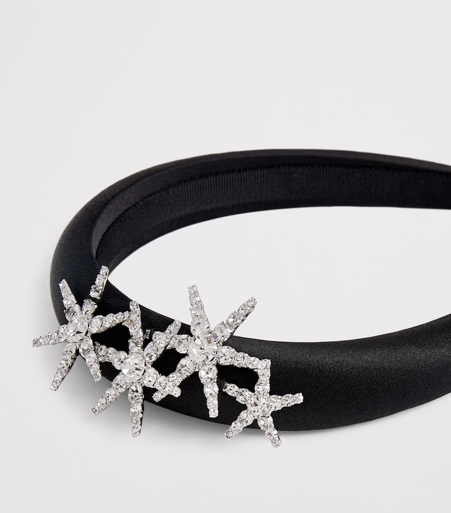 Silk-Satin Embellished Vespera Headband BLACK Image 3