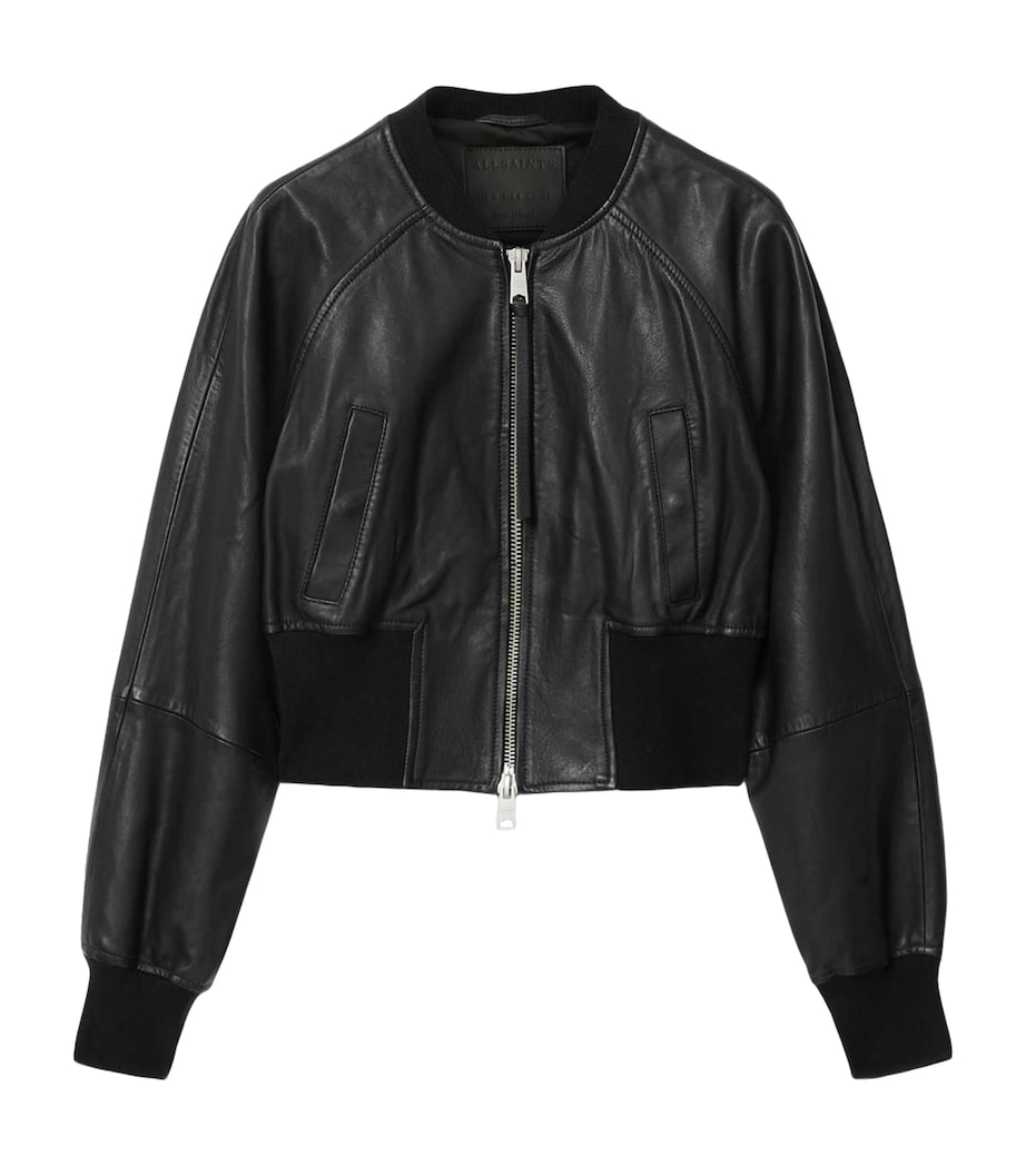 AllSaints Womens Leather Suri Bomber Jacket Black Image 1