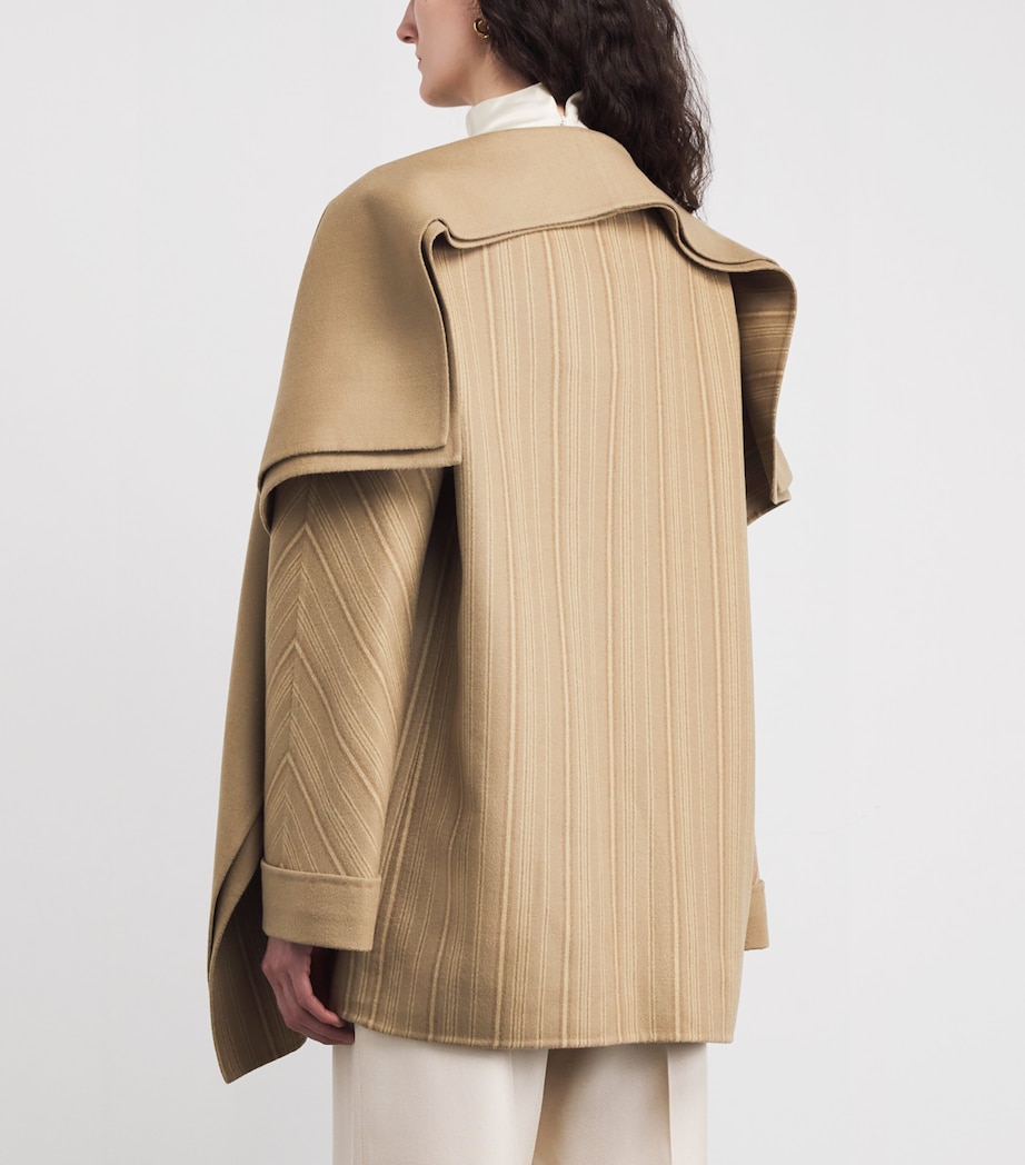 Virgin Wool Reversible Coat STY198 SND/DRK TP/YL Image 4