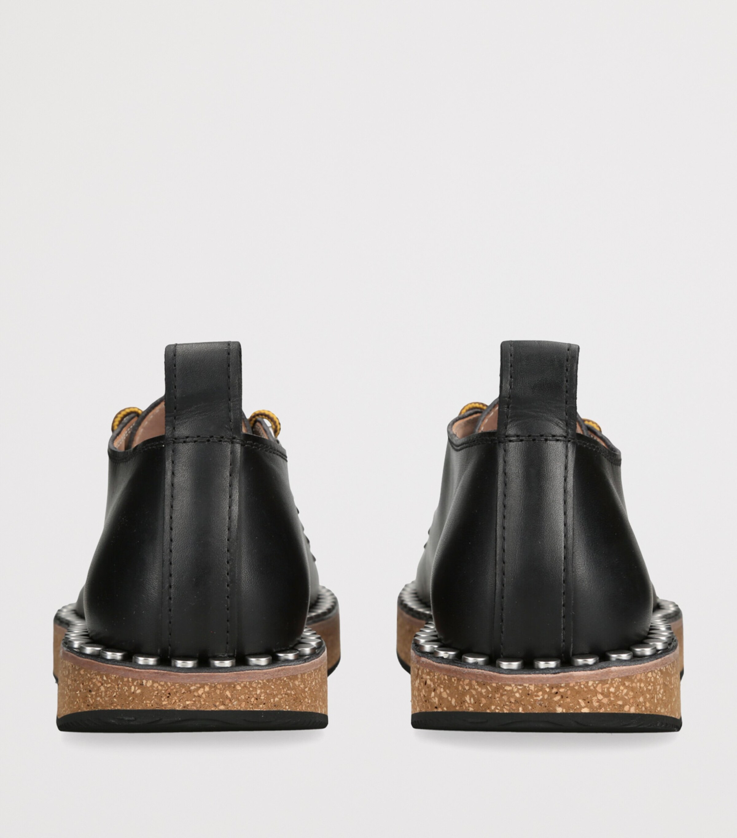 Leather Rivet Hiking Boots BLACK Image 2