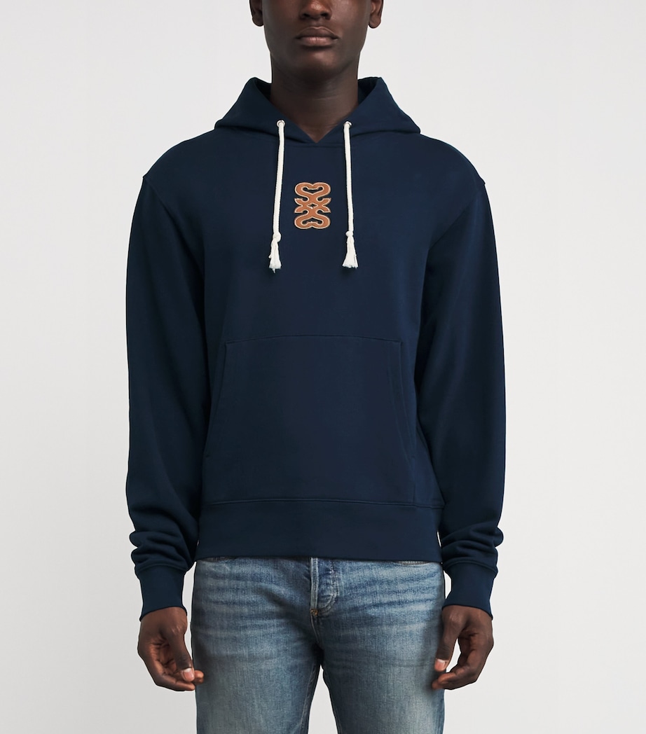 Cotton Patch-Detail Hoodie NAVY BLUE Image 3