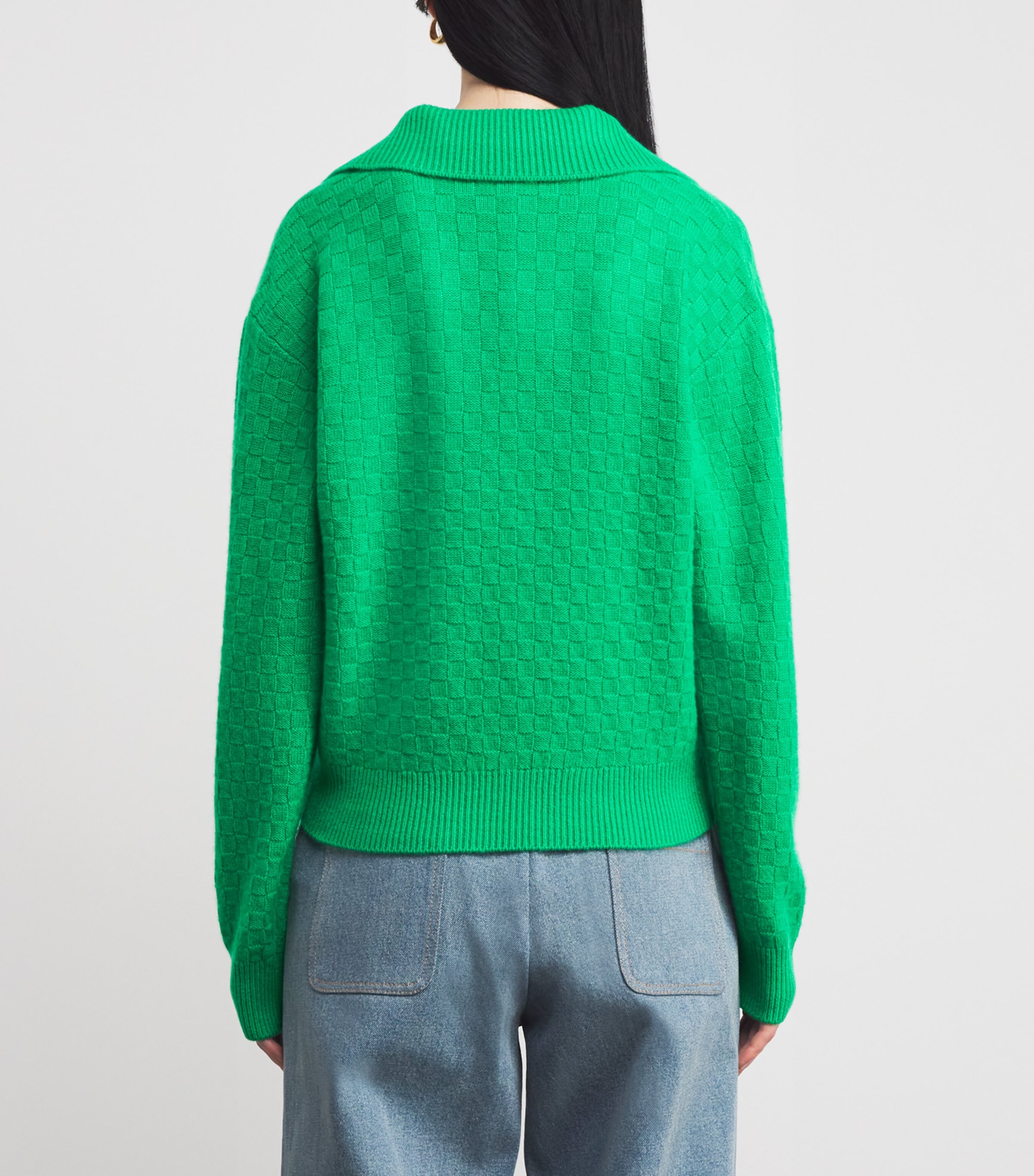 Wool-Cashmere V-Neck Sweater GREEN Image 4
