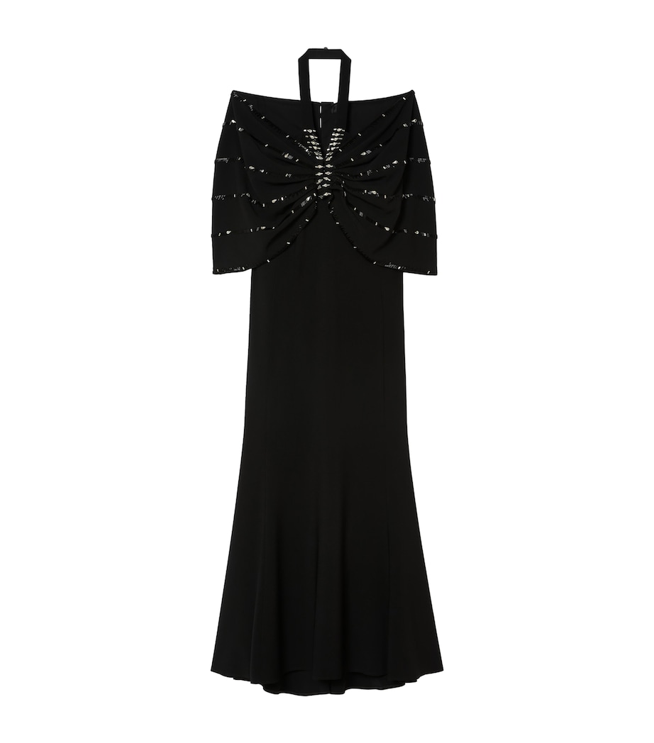 Marina Rinaldi Womens Embellished Halterneck Maxi Dress and Cape Black Image 1