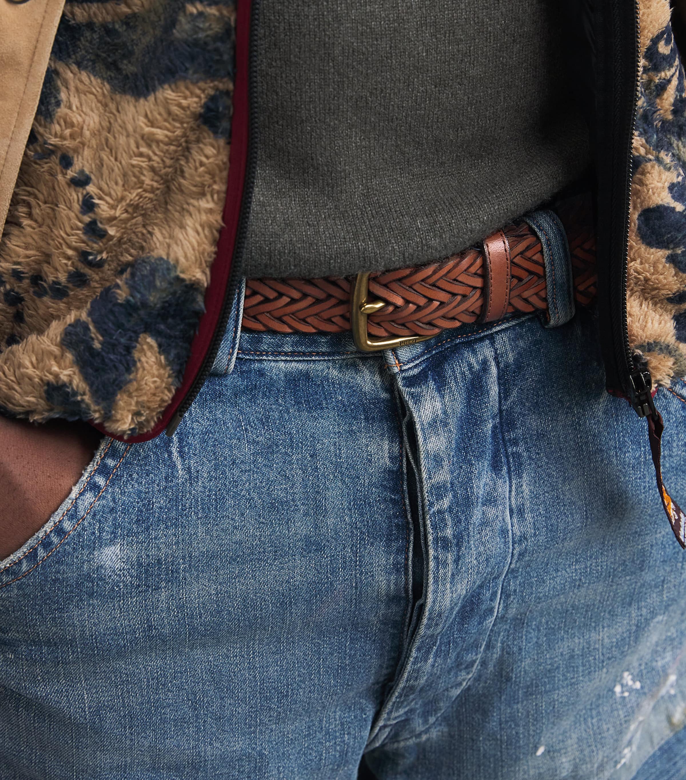 Leather Braided Belt POLO SADDLE Image 2