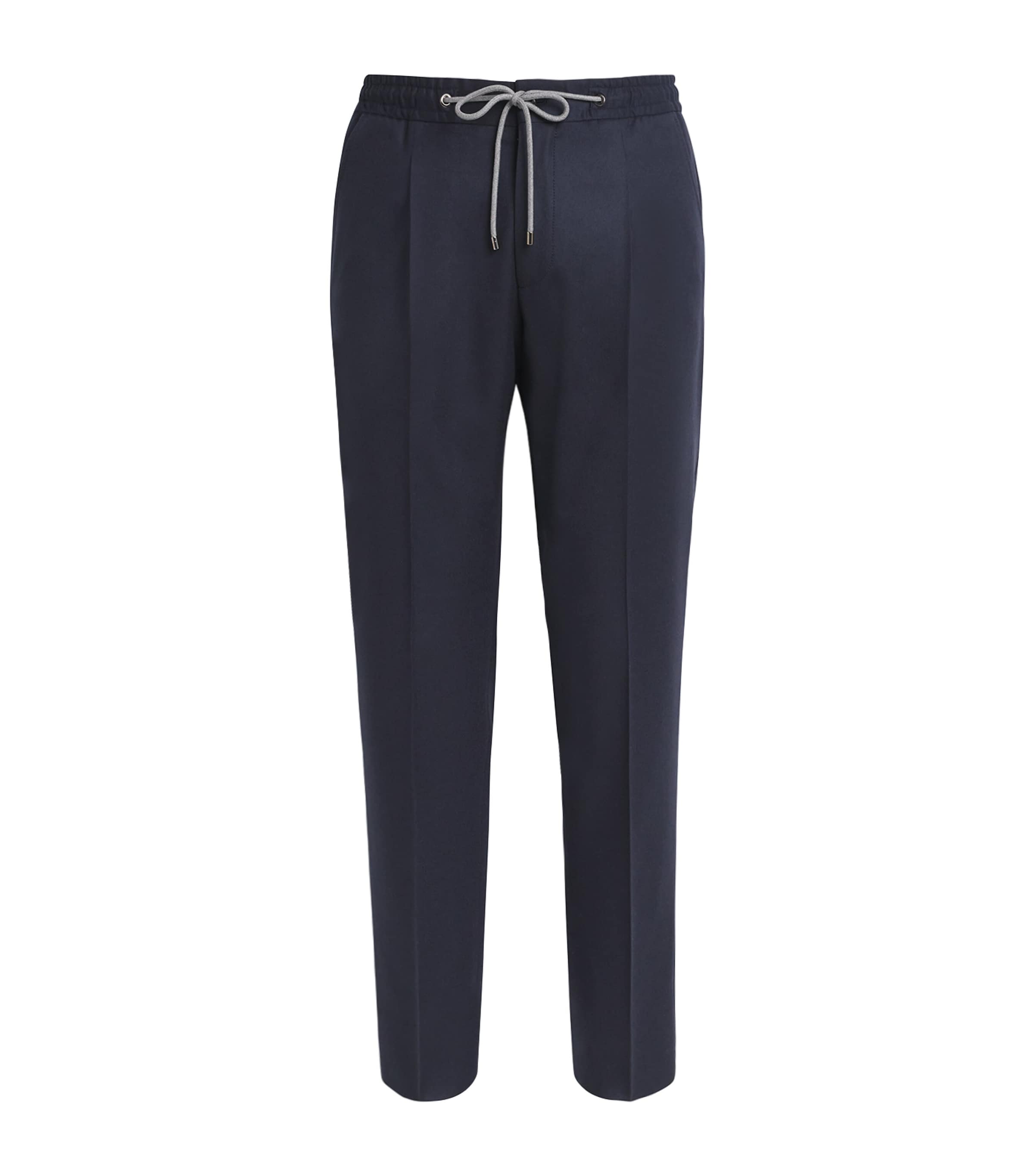 Corneliani Wool Drawstring Trousers In Blue