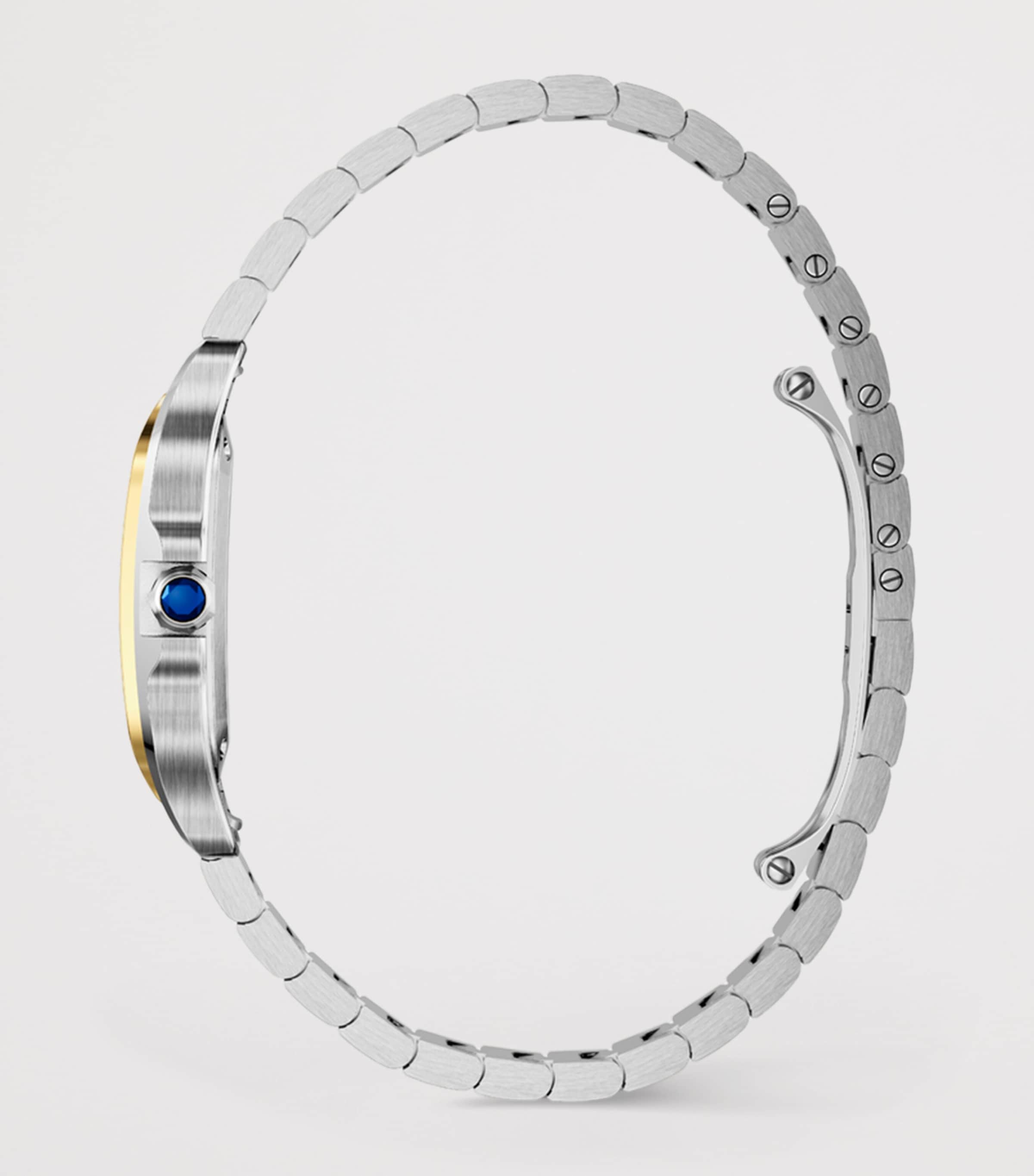 Small Yellow Gold and Steel Santos de Cartier Watch 34.5mm DARK BLUE Image 3