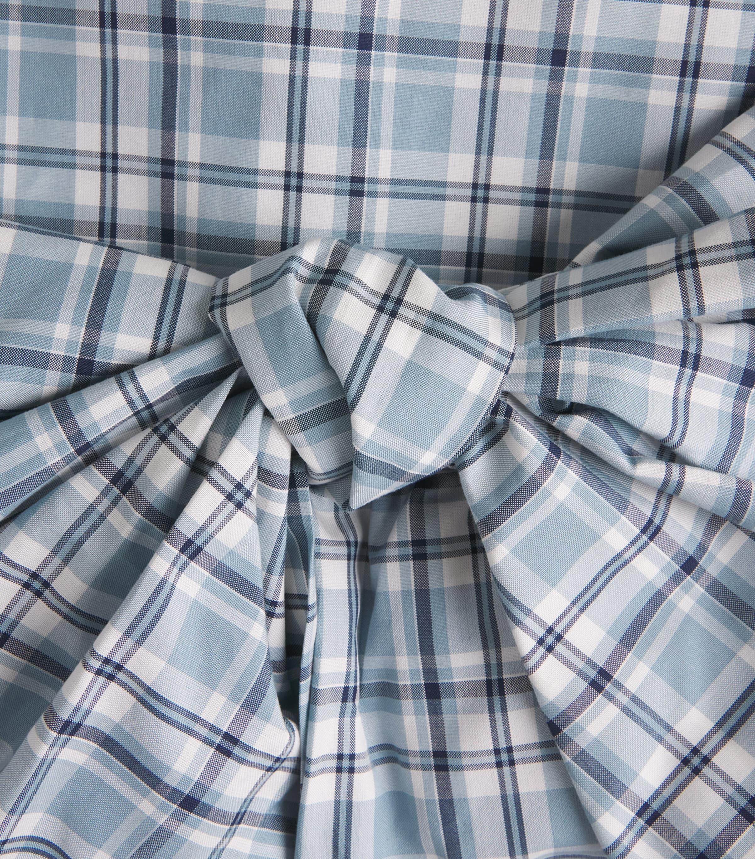 Acne Studios Womens Cotton Check Bow Blouse Blue/white Image 6