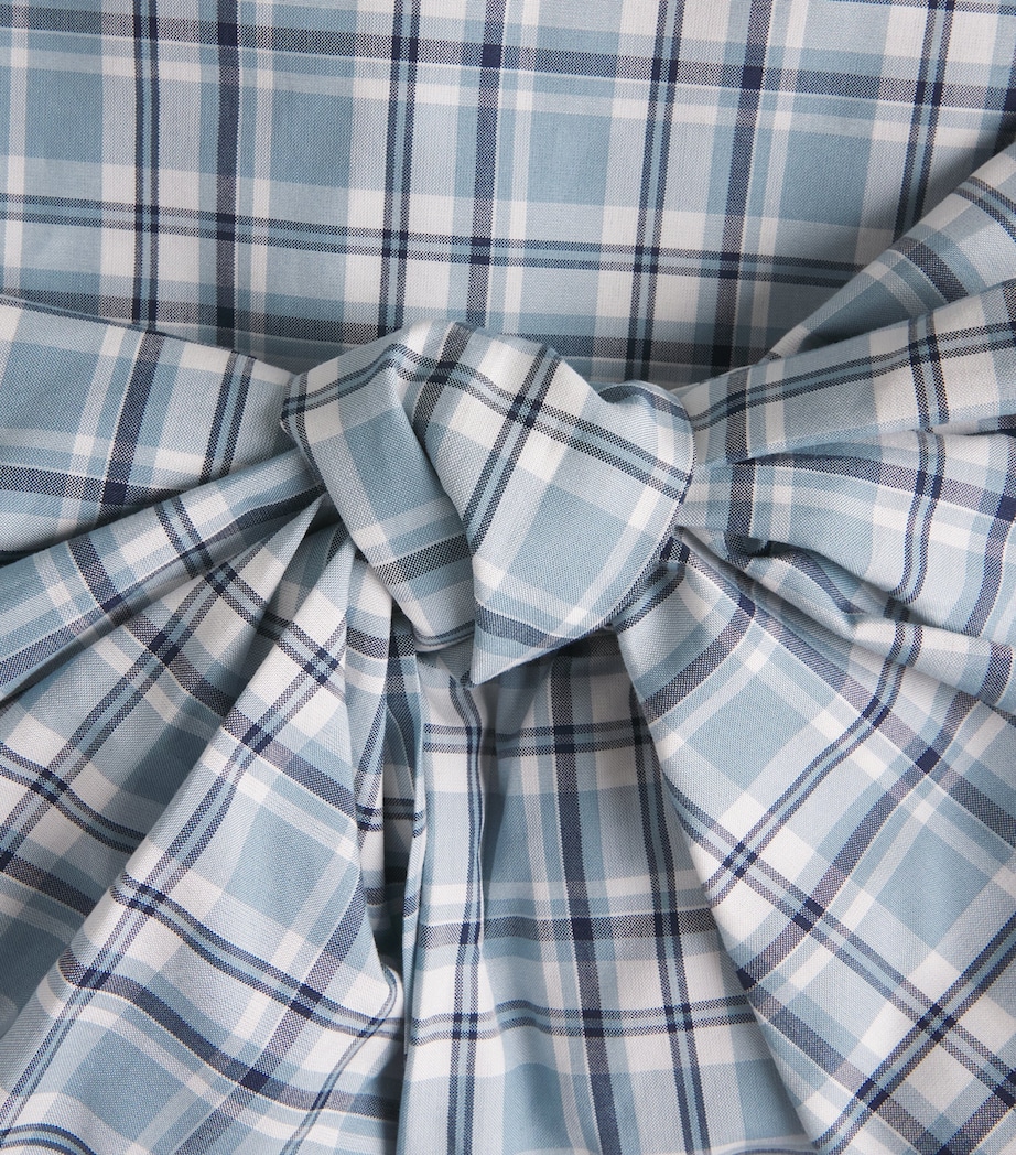 Acne Studios Womens Cotton Check Bow Blouse Blue/white Image 6