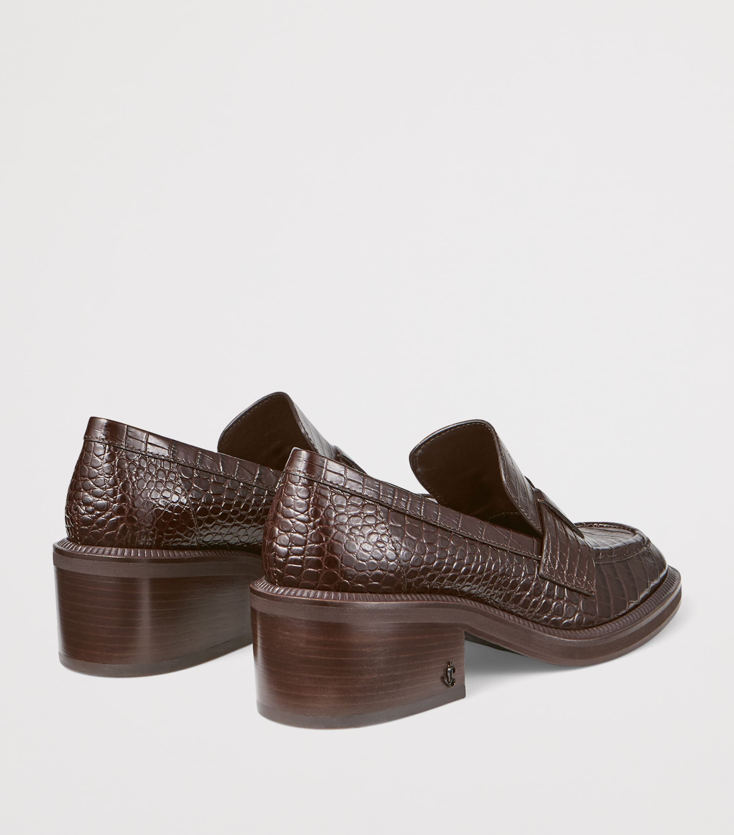Tylor 60 Leather Heeled Loafers CHOCOLATE Image 4