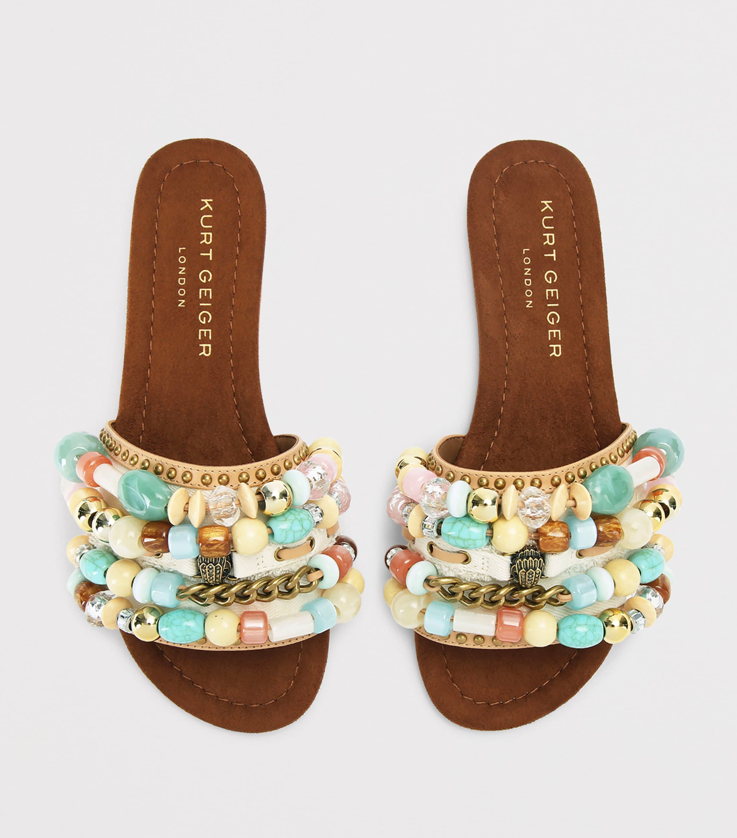 Kurt Geiger London Beaded Southbank Sandals Cream Comb Image 3