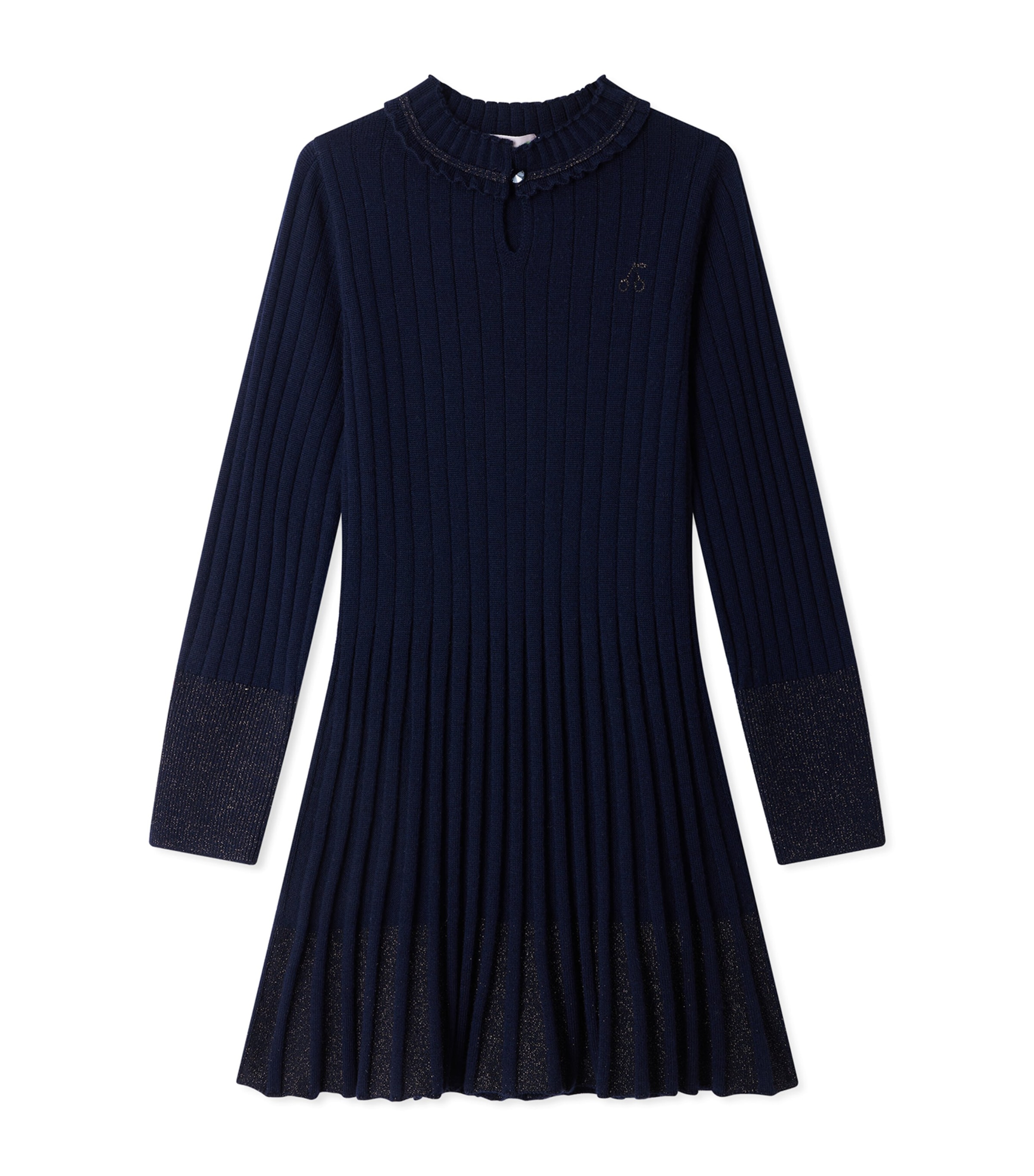 Bonpoint Wool Ribbed Mini Dress (4-8 Years) Marine Image 1