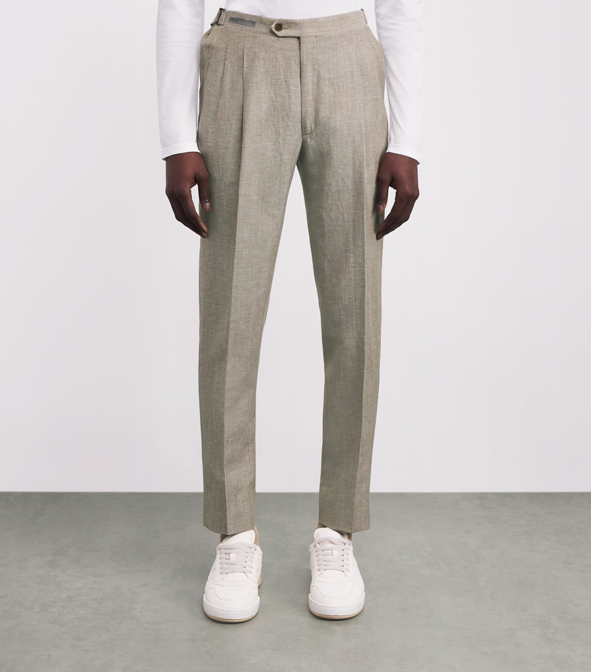 Wool-Linen Straight Trousers 036 NATURAL / BEIGE Image 3
